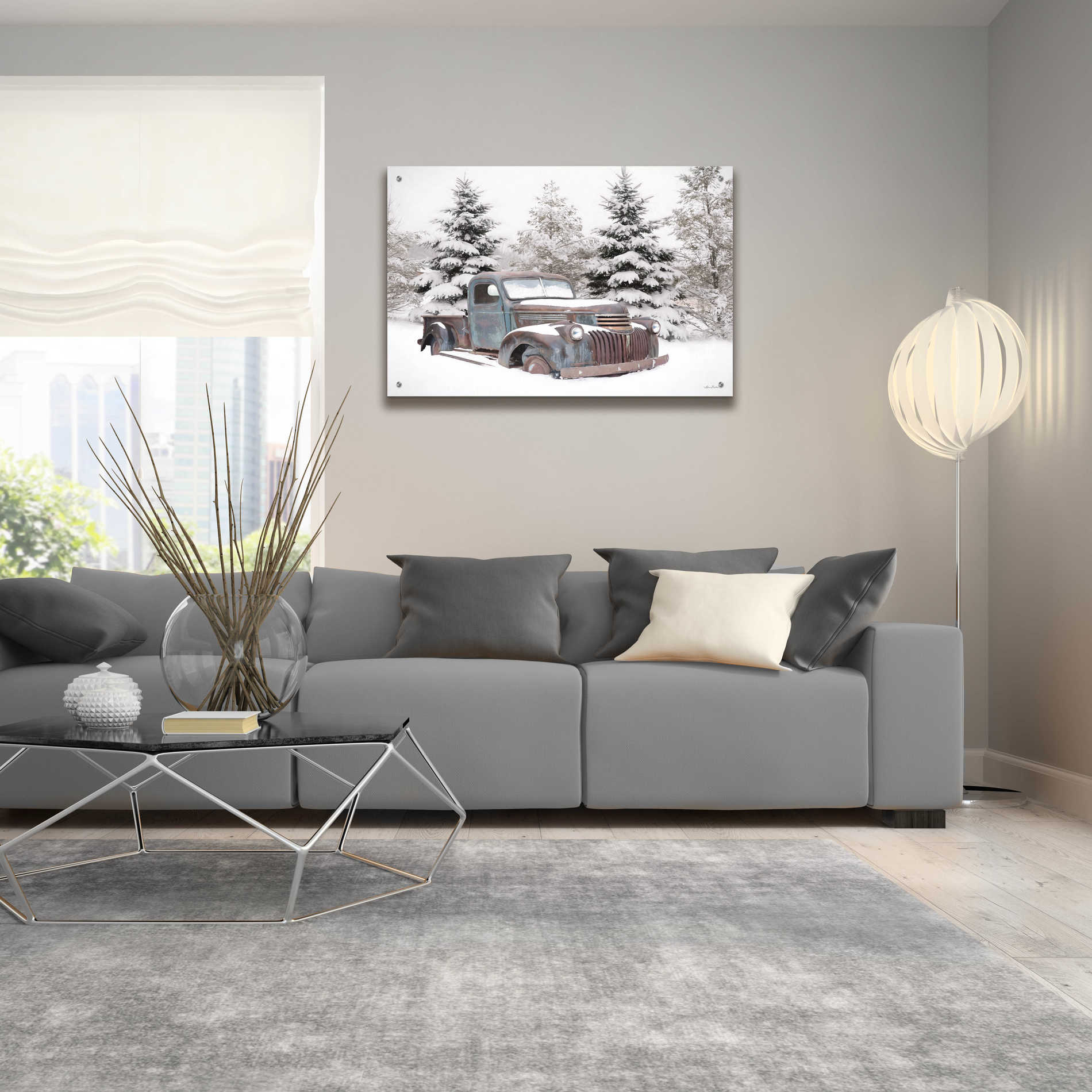 Epic Art 'Chevy at the Tree Farm' by Lori Deiter Acrylic Glass Wall Art,36x24