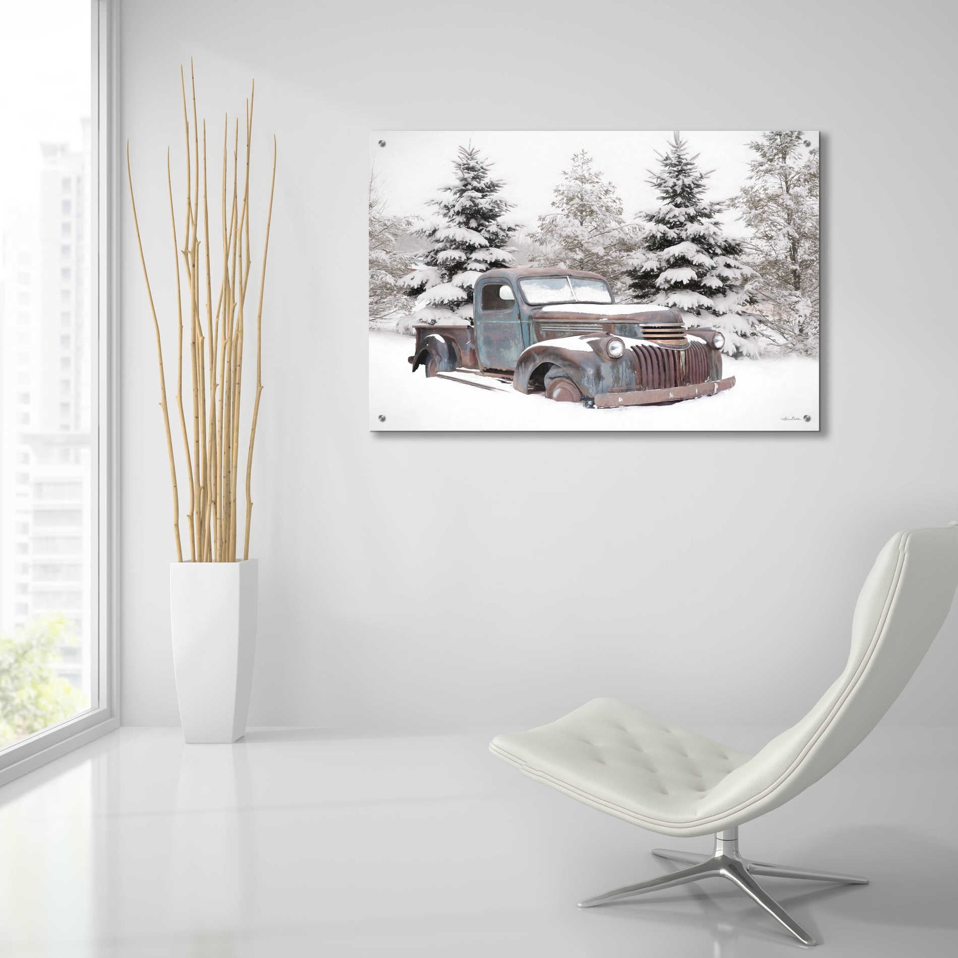 Epic Art 'Chevy at the Tree Farm' by Lori Deiter Acrylic Glass Wall Art,36x24