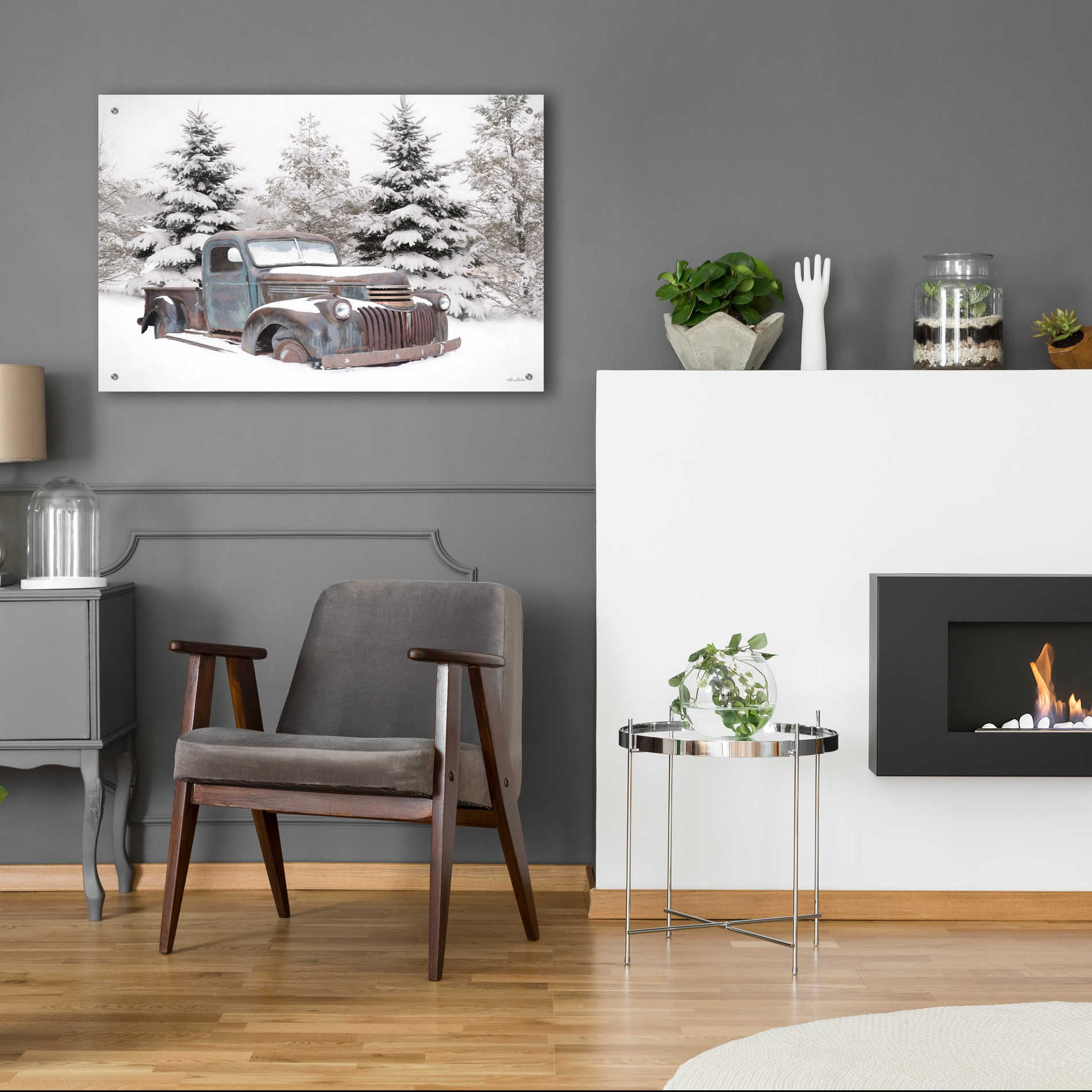 Epic Art 'Chevy at the Tree Farm' by Lori Deiter Acrylic Glass Wall Art,36x24