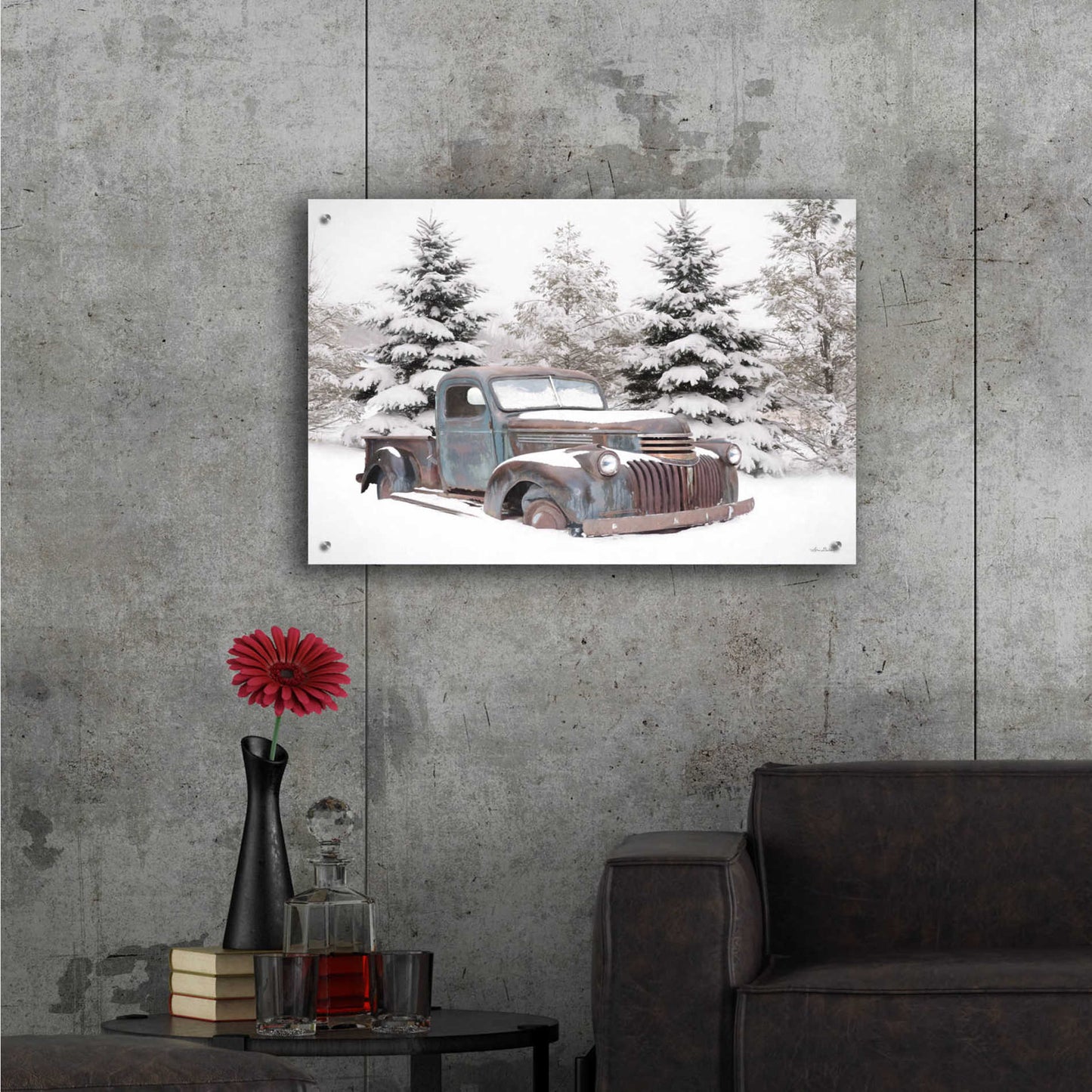 Epic Art 'Chevy at the Tree Farm' by Lori Deiter Acrylic Glass Wall Art,36x24