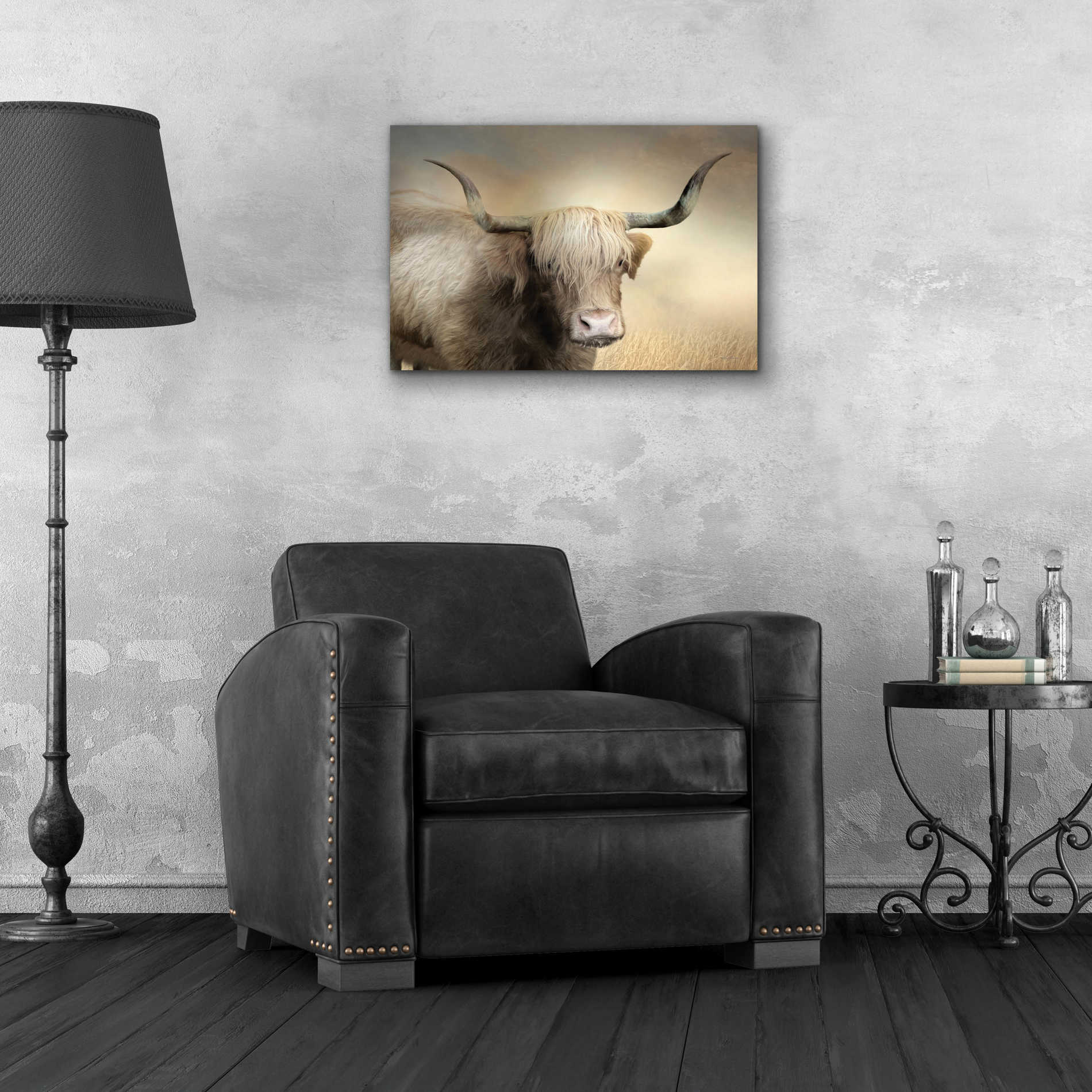 Epic Art 'Highland Cow in Golden Grass' by Lori Deiter Acrylic Glass Wall Art,24x16