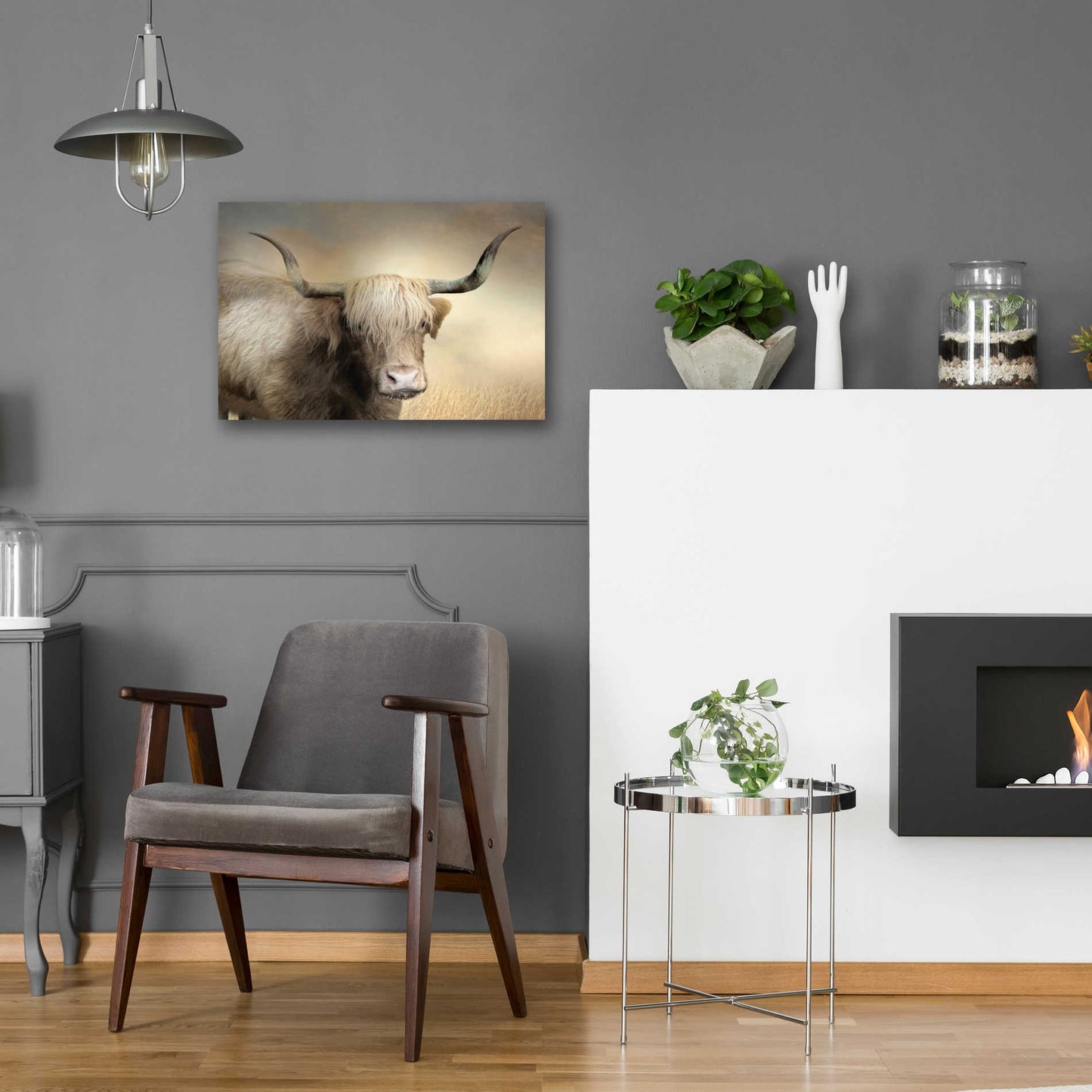 Epic Art 'Highland Cow in Golden Grass' by Lori Deiter Acrylic Glass Wall Art,24x16