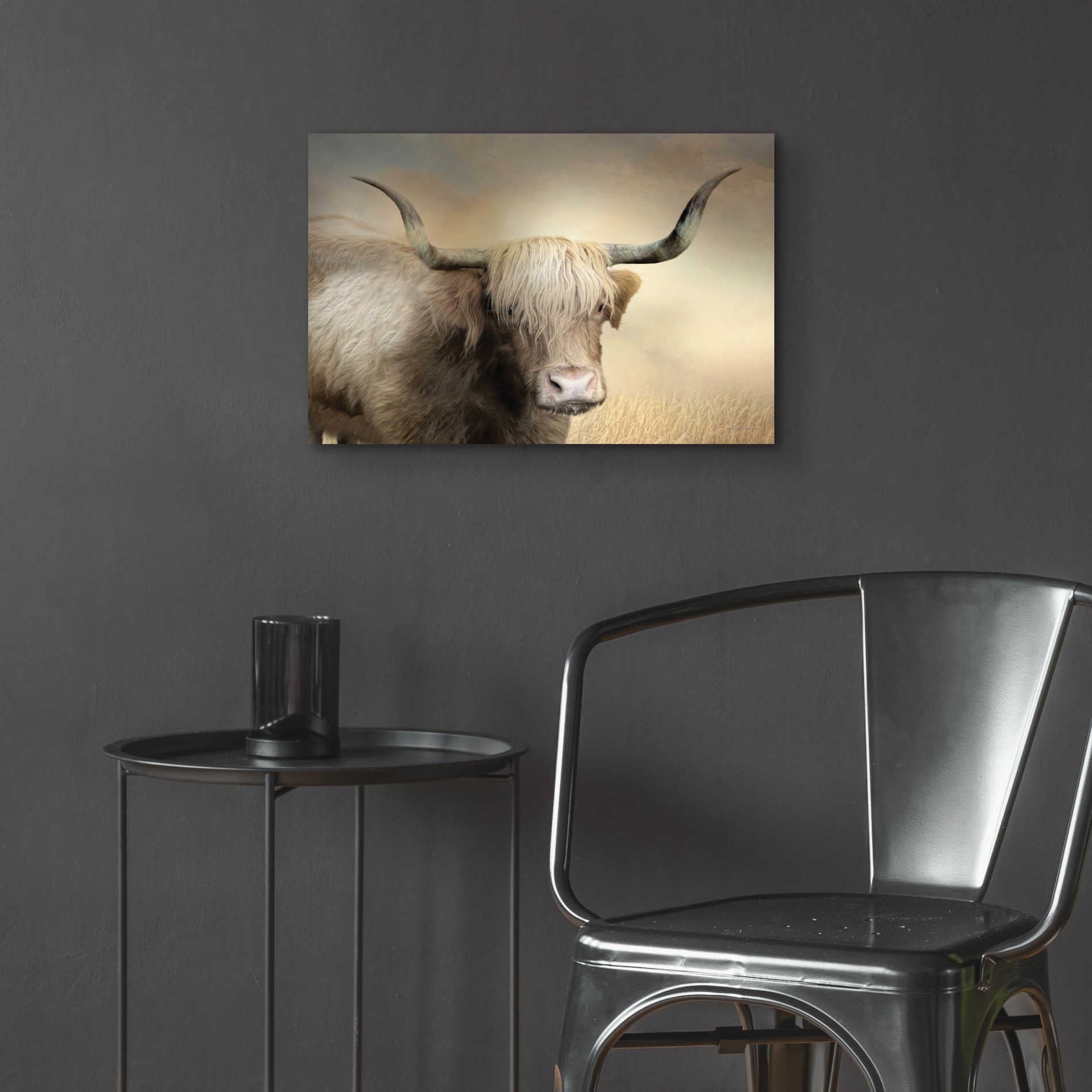 Epic Art 'Highland Cow in Golden Grass' by Lori Deiter Acrylic Glass Wall Art,24x16