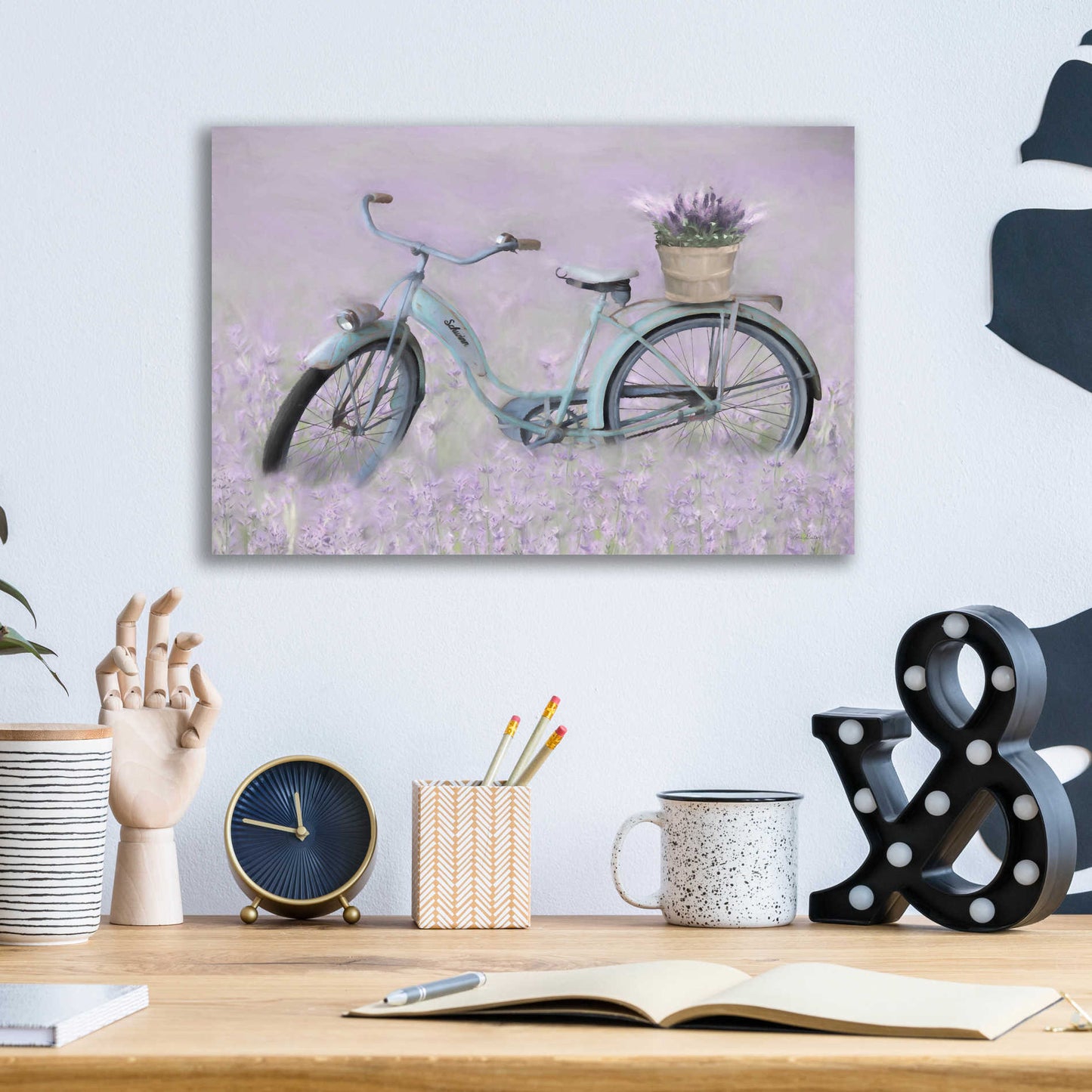 Epic Art 'Bicycle in Lavender' by Lori Deiter Acrylic Glass Wall Art,16x12