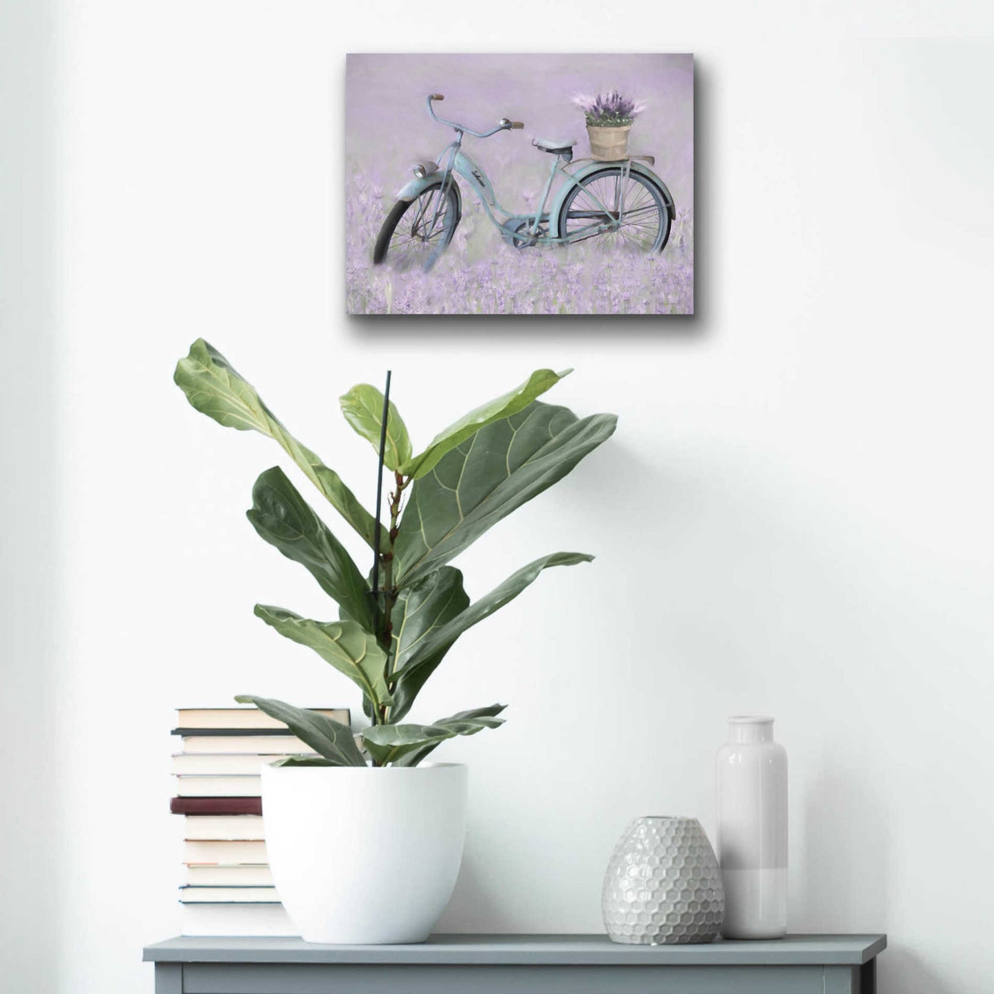 Epic Art 'Bicycle in Lavender' by Lori Deiter Acrylic Glass Wall Art,16x12