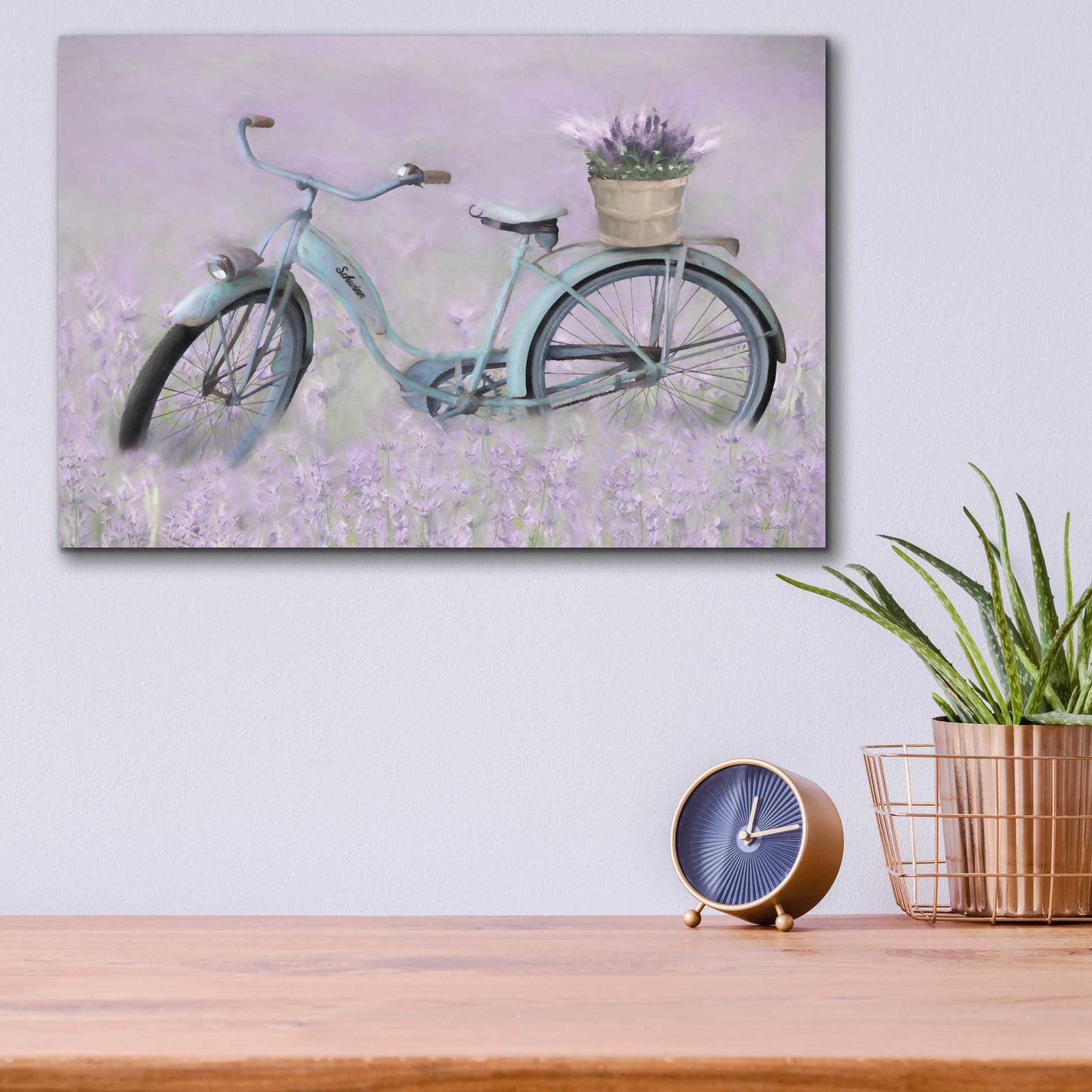 Epic Art 'Bicycle in Lavender' by Lori Deiter Acrylic Glass Wall Art,16x12