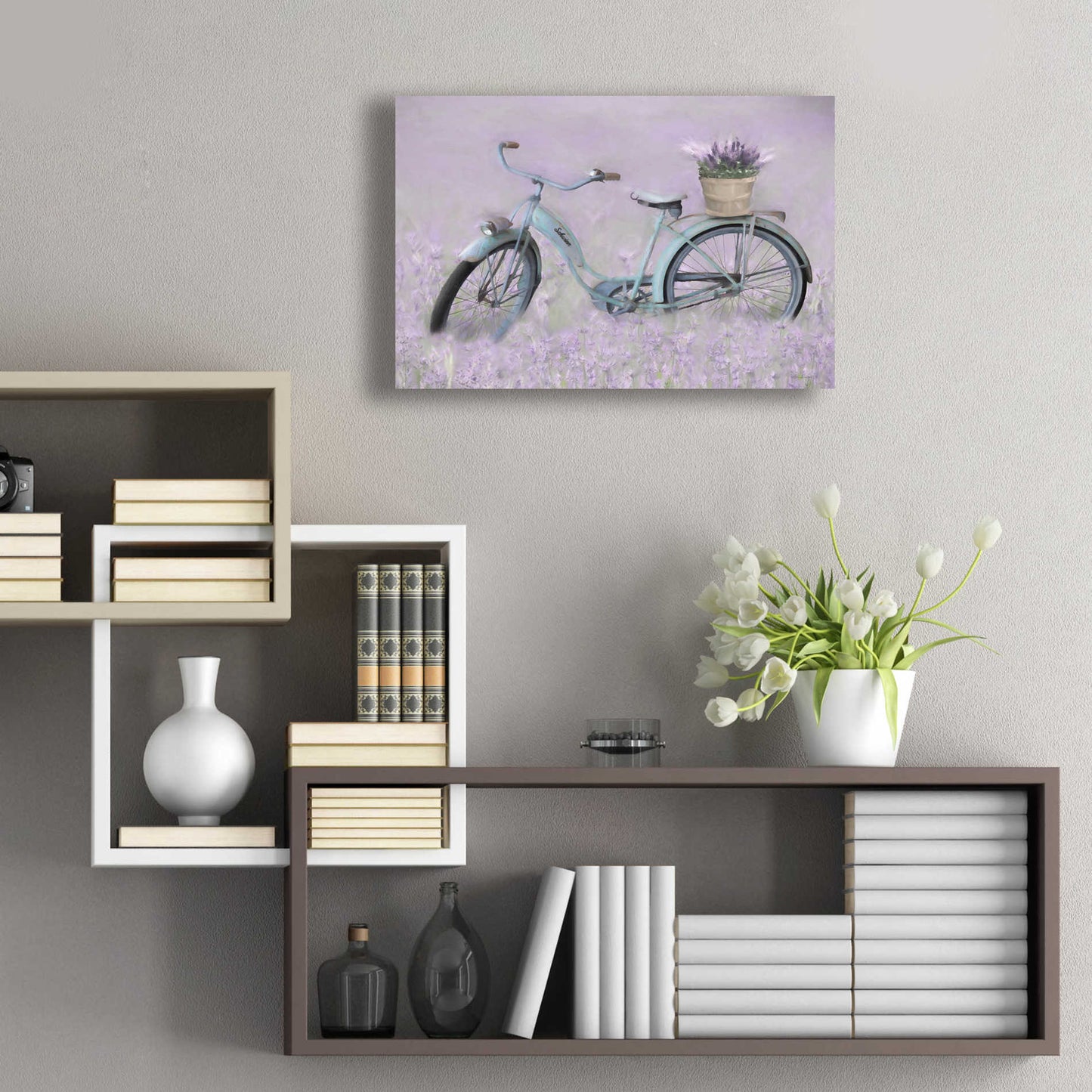 Epic Art 'Bicycle in Lavender' by Lori Deiter Acrylic Glass Wall Art,24x16