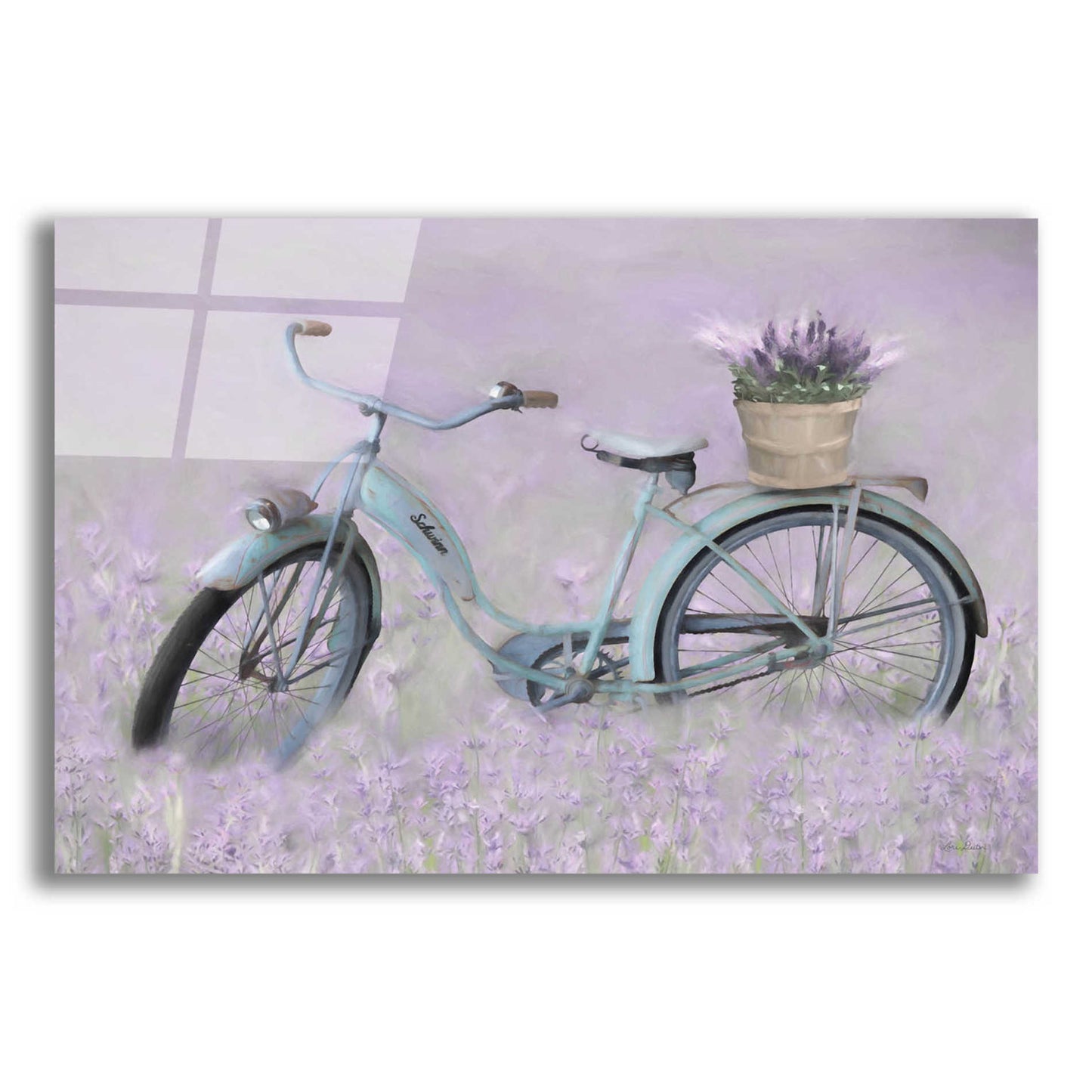 Epic Art 'Bicycle in Lavender' by Lori Deiter Acrylic Glass Wall Art,24x16
