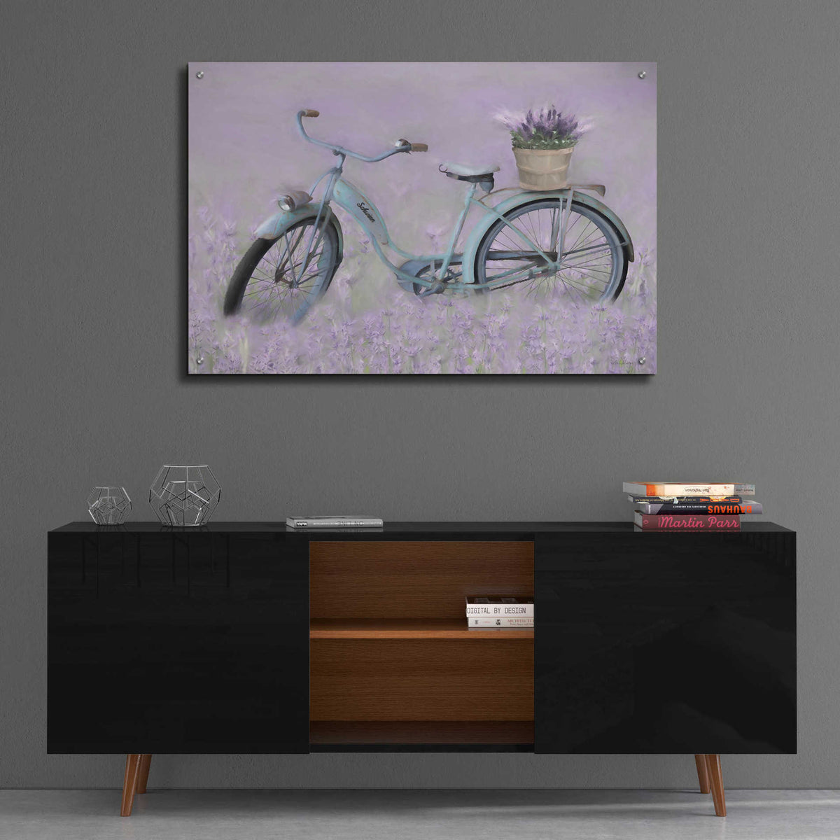 Epic Art 'Bicycle in Lavender' by Lori Deiter Acrylic Glass Wall Art,36x24