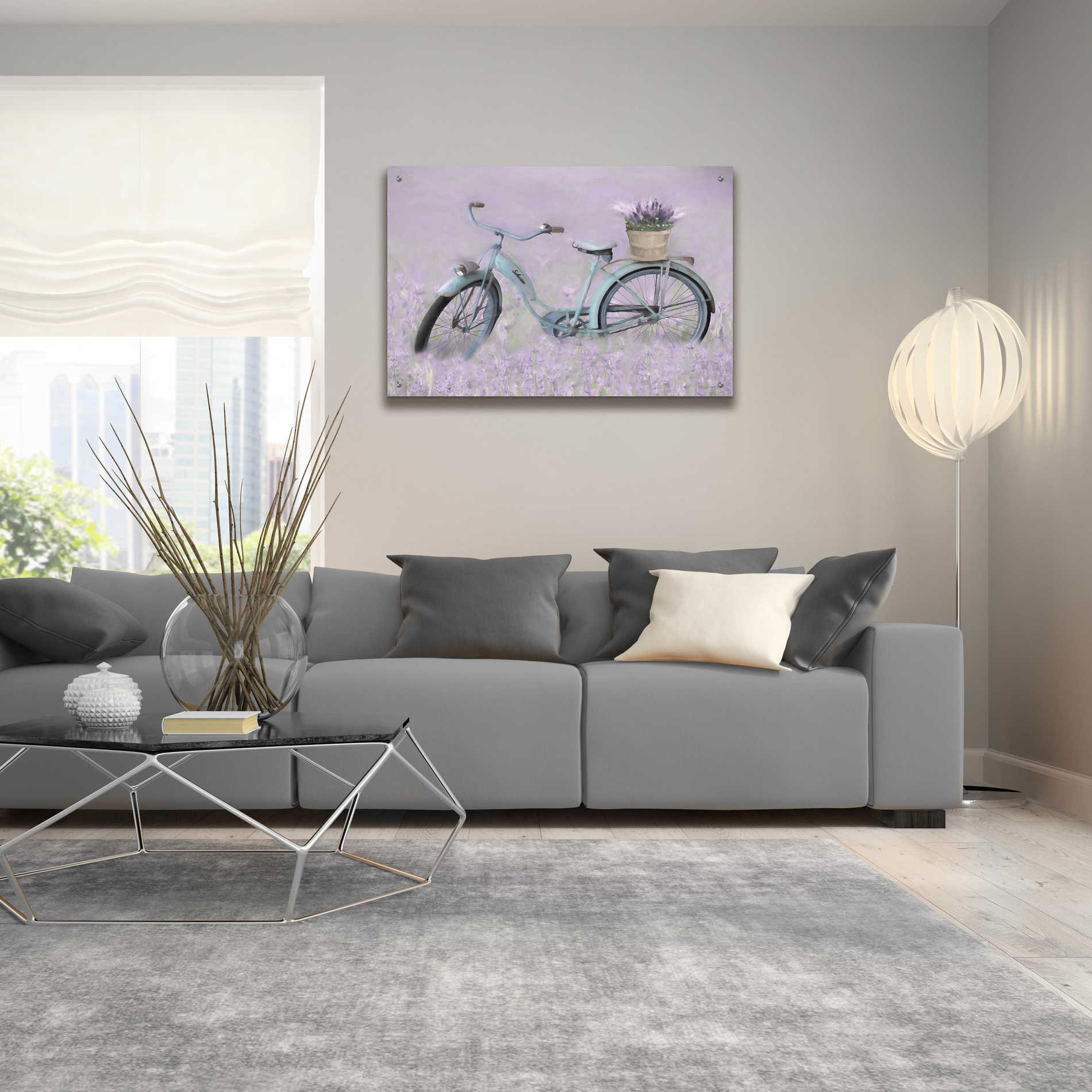 Epic Art 'Bicycle in Lavender' by Lori Deiter Acrylic Glass Wall Art,36x24