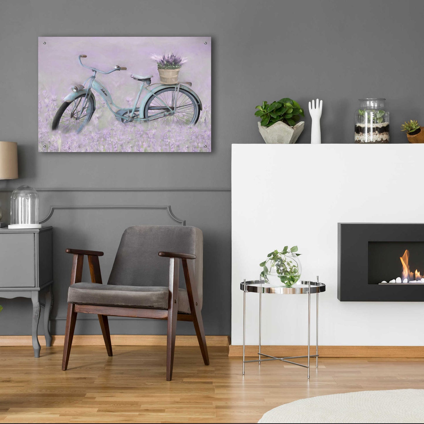 Epic Art 'Bicycle in Lavender' by Lori Deiter Acrylic Glass Wall Art,36x24