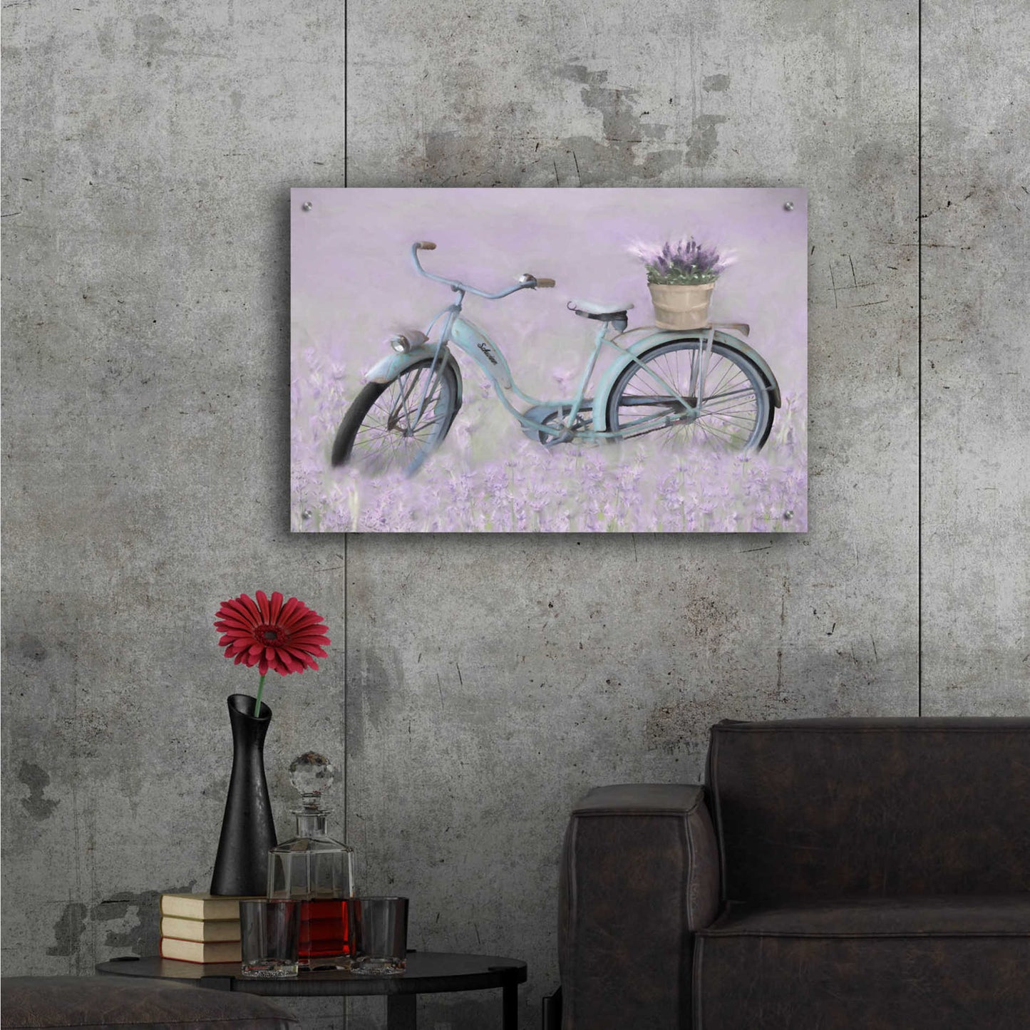 Epic Art 'Bicycle in Lavender' by Lori Deiter Acrylic Glass Wall Art,36x24