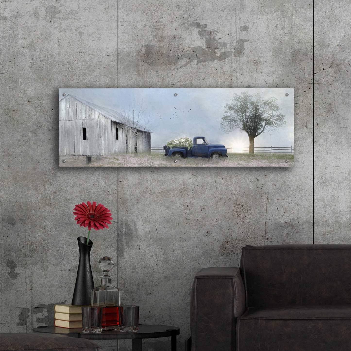 Epic Art 'Jonestown Barn' by Lori Deiter Acrylic Glass Wall Art,48x16