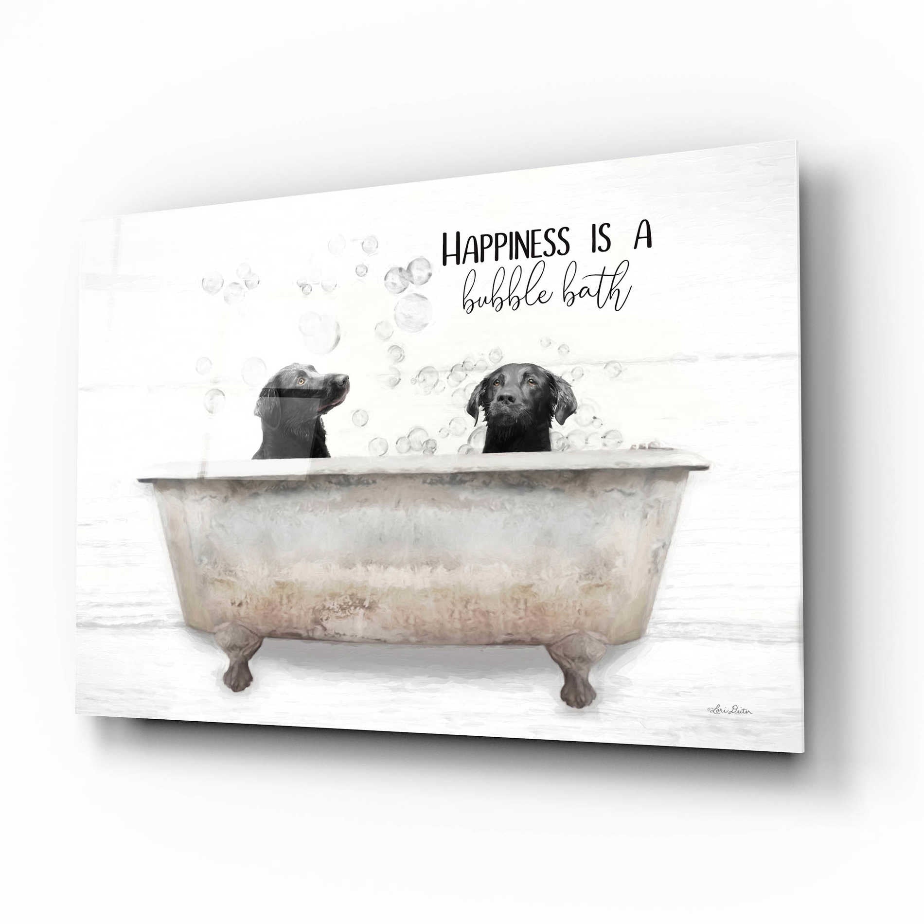 Epic Art 'Happiness is a Bubble Bath' by Lori Deiter Acrylic Glass Wall Art,16x12