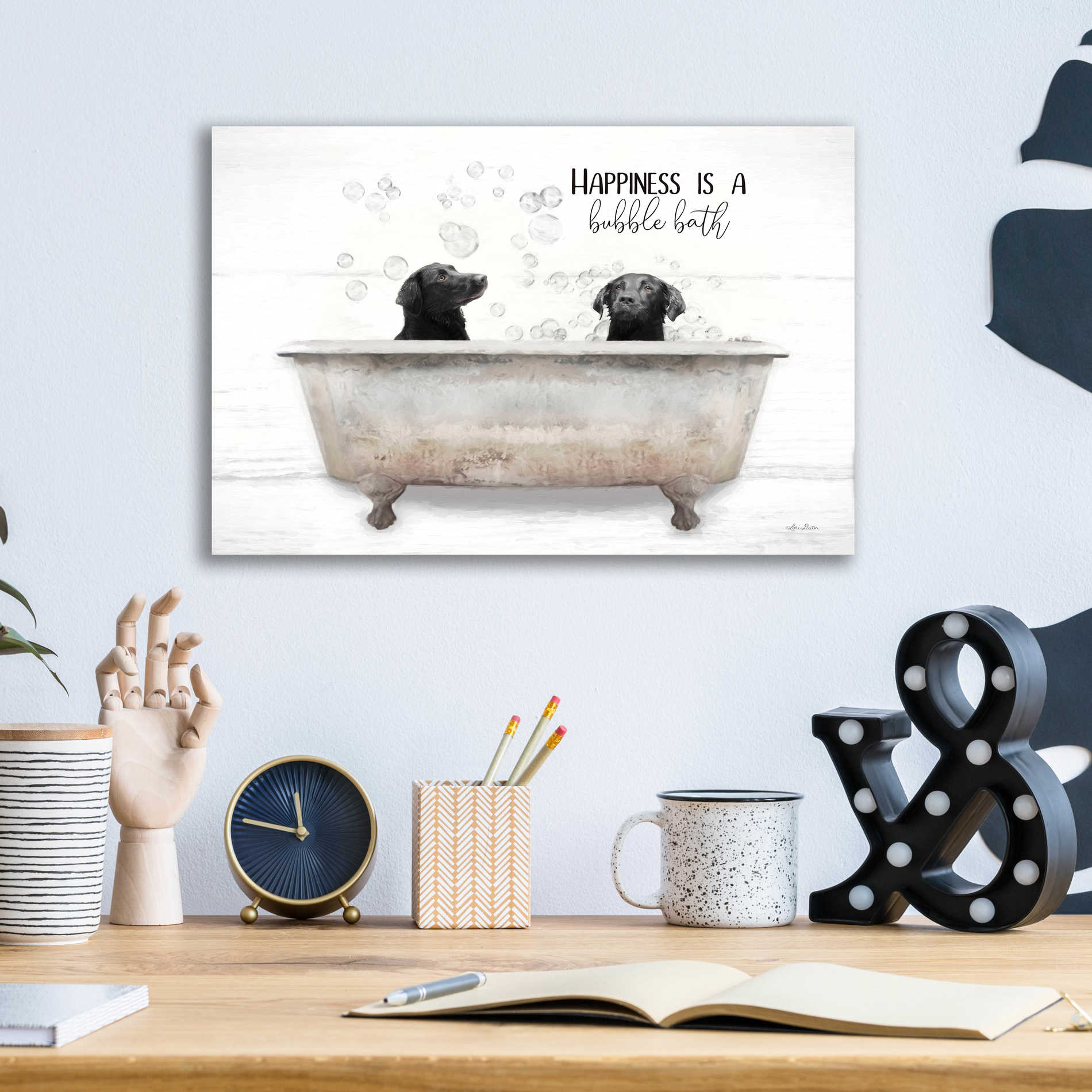 Epic Art 'Happiness is a Bubble Bath' by Lori Deiter Acrylic Glass Wall Art,16x12