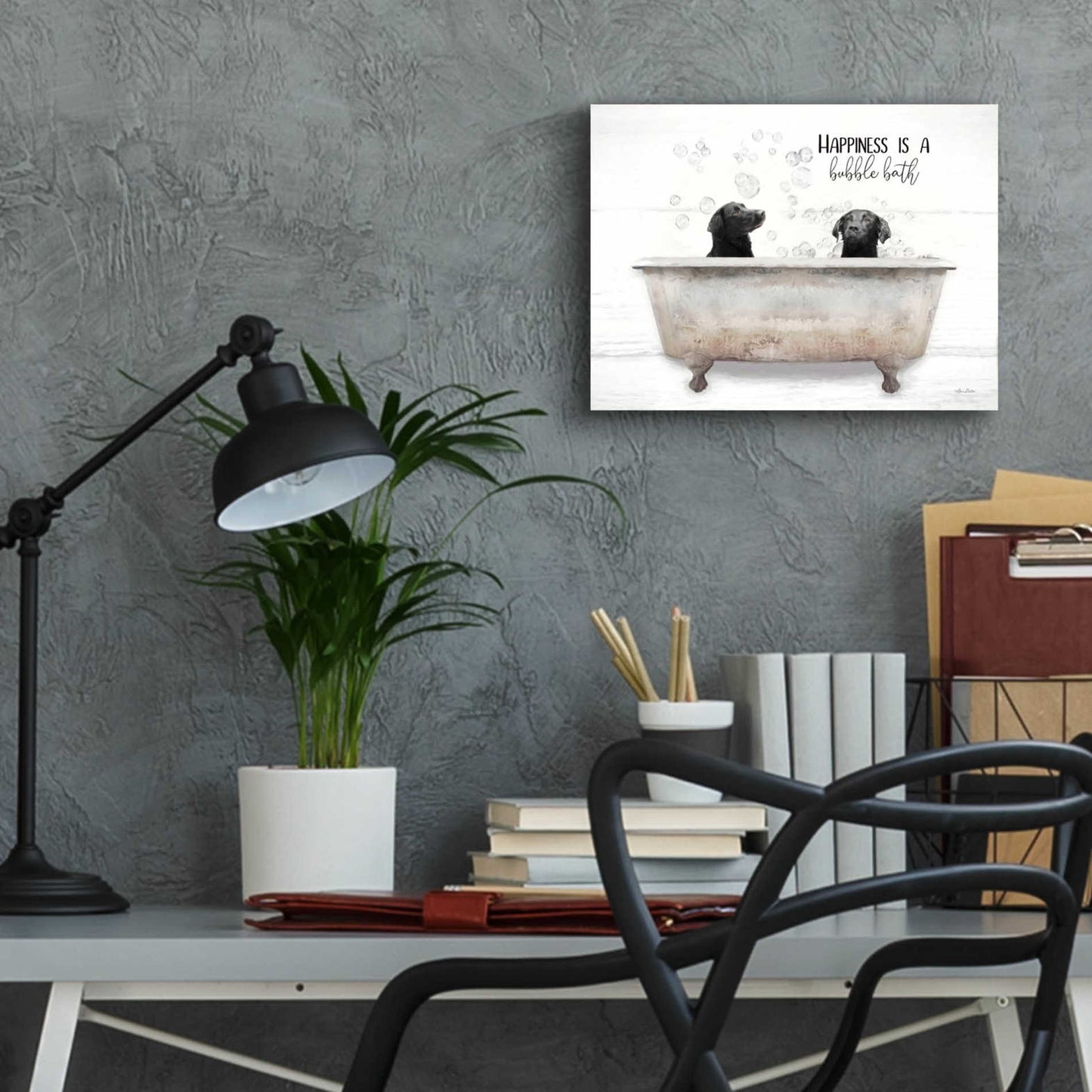 Epic Art 'Happiness is a Bubble Bath' by Lori Deiter Acrylic Glass Wall Art,16x12