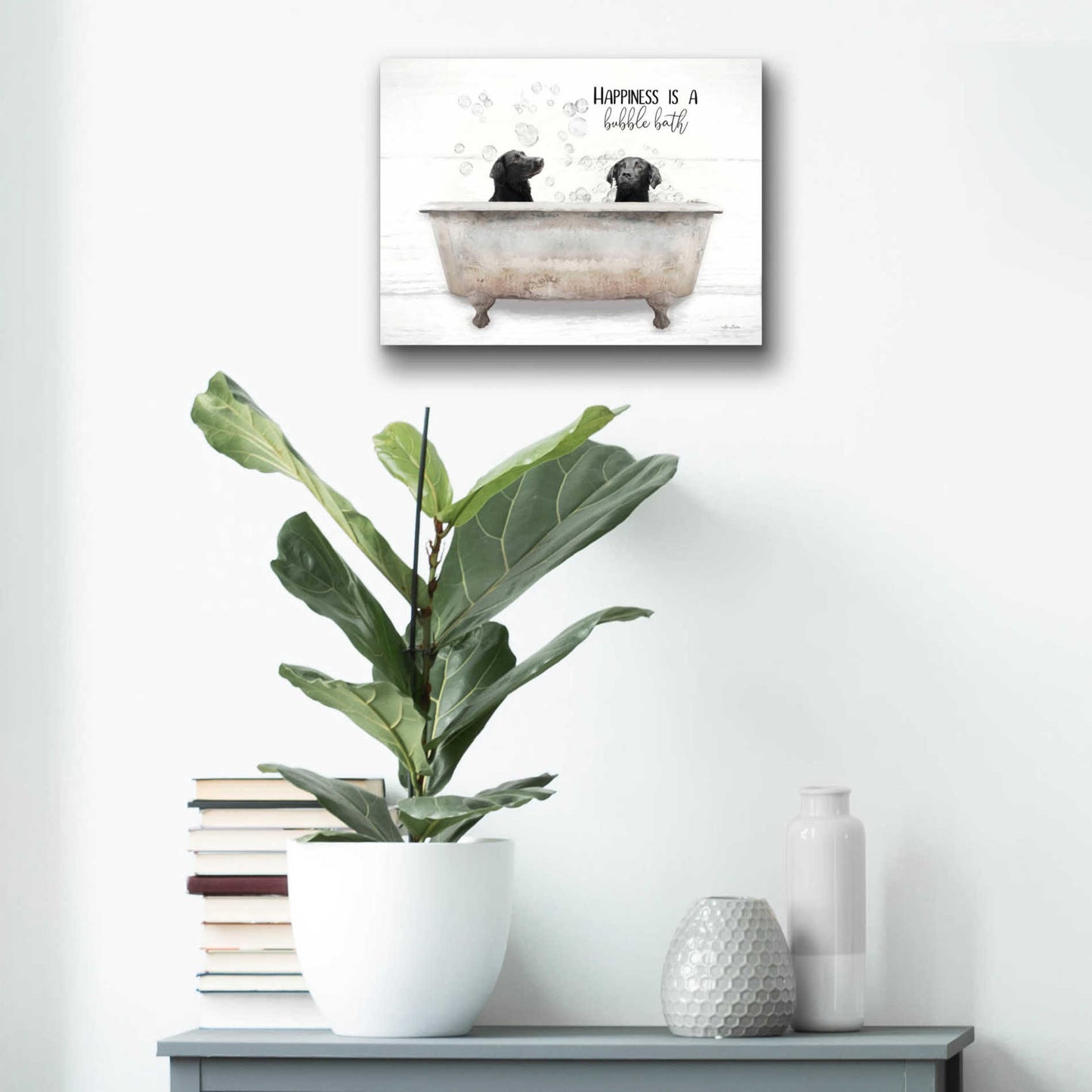 Epic Art 'Happiness is a Bubble Bath' by Lori Deiter Acrylic Glass Wall Art,16x12