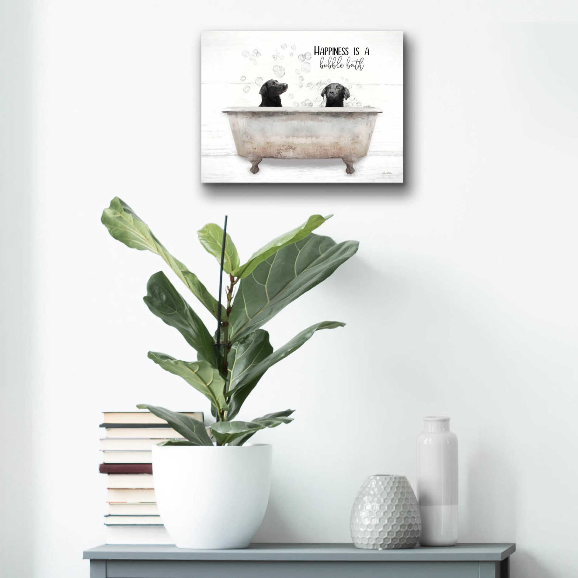 Epic Art 'Happiness is a Bubble Bath' by Lori Deiter Acrylic Glass Wall Art,16x12
