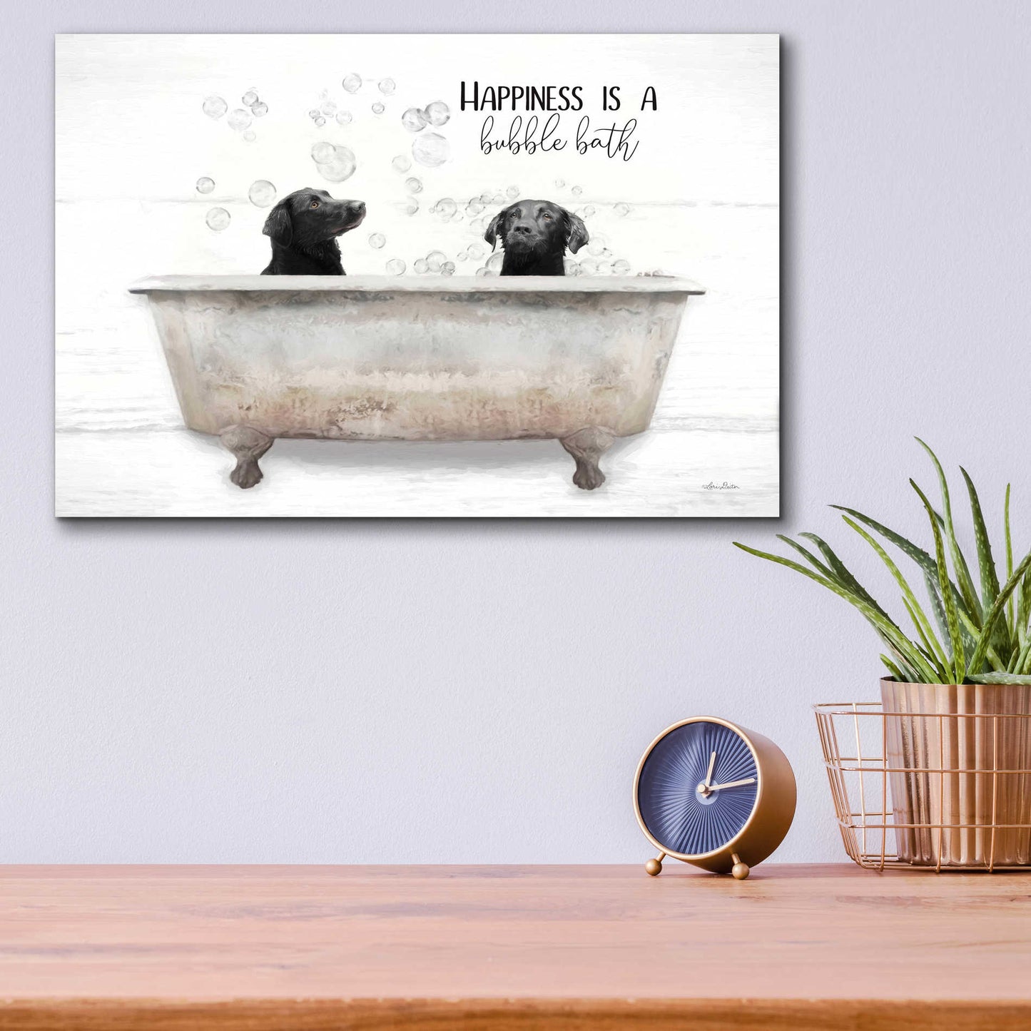 Epic Art 'Happiness is a Bubble Bath' by Lori Deiter Acrylic Glass Wall Art,16x12