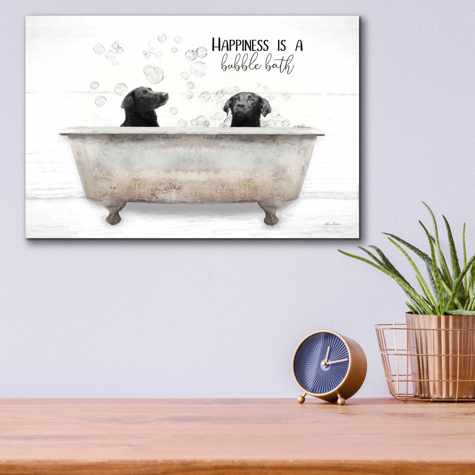 Epic Art 'Happiness is a Bubble Bath' by Lori Deiter Acrylic Glass Wall Art,16x12