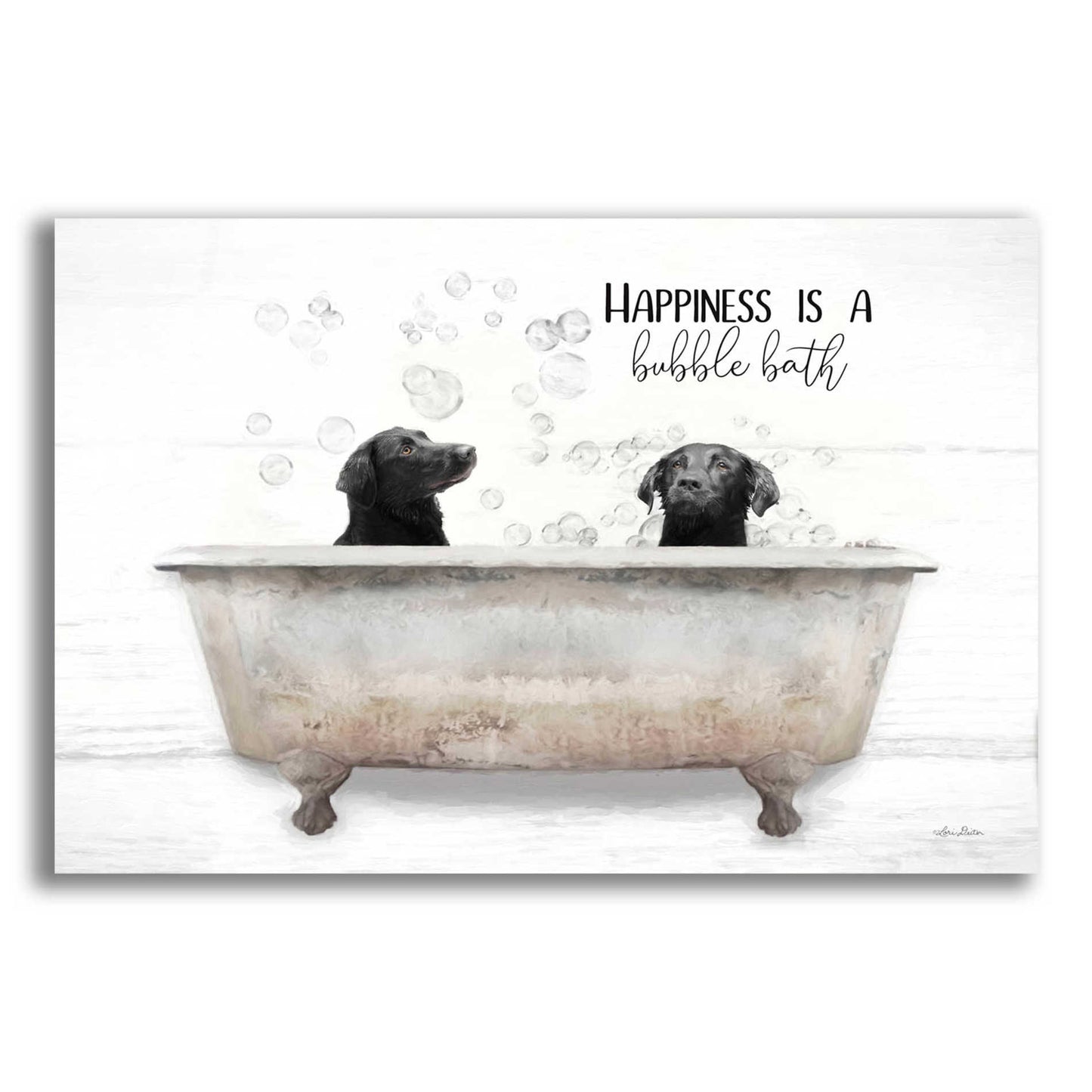 Epic Art 'Happiness is a Bubble Bath' by Lori Deiter Acrylic Glass Wall Art,16x12