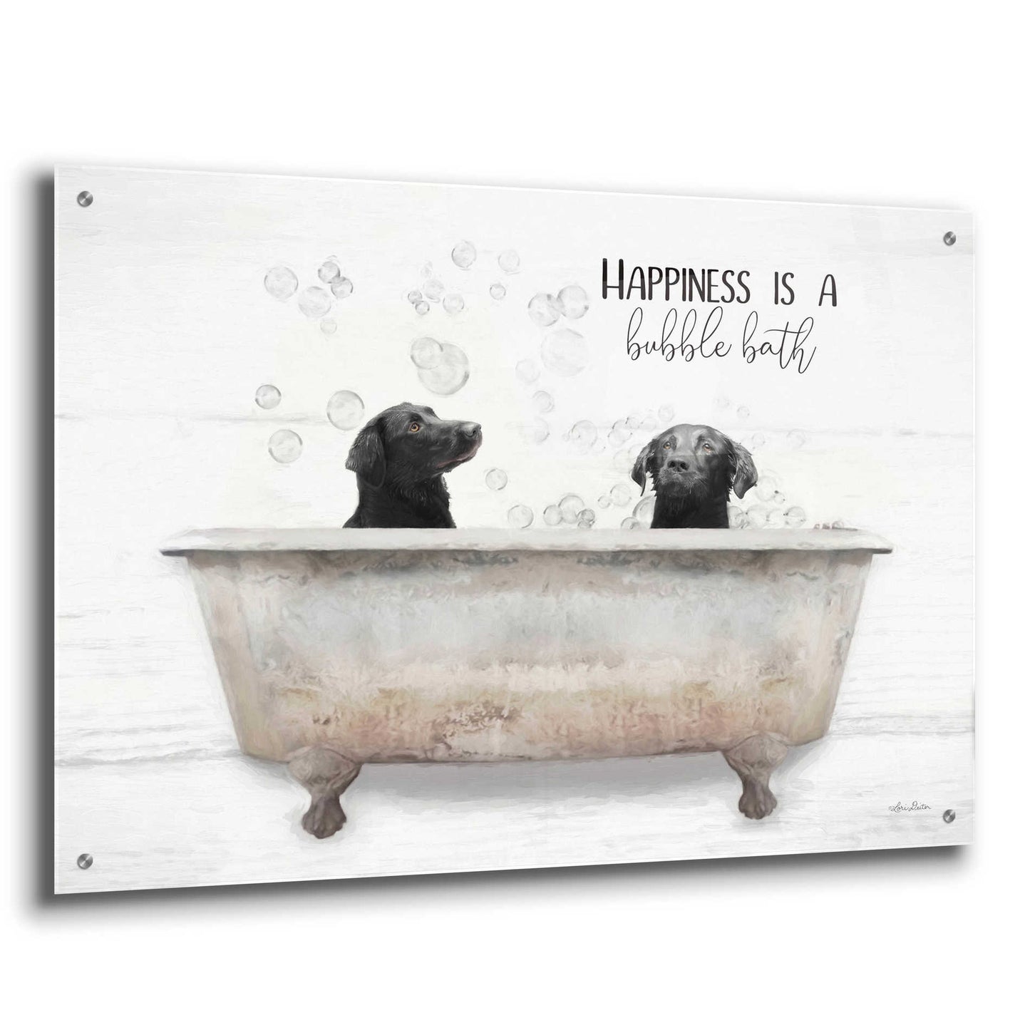 Epic Art 'Happiness is a Bubble Bath' by Lori Deiter Acrylic Glass Wall Art,36x24