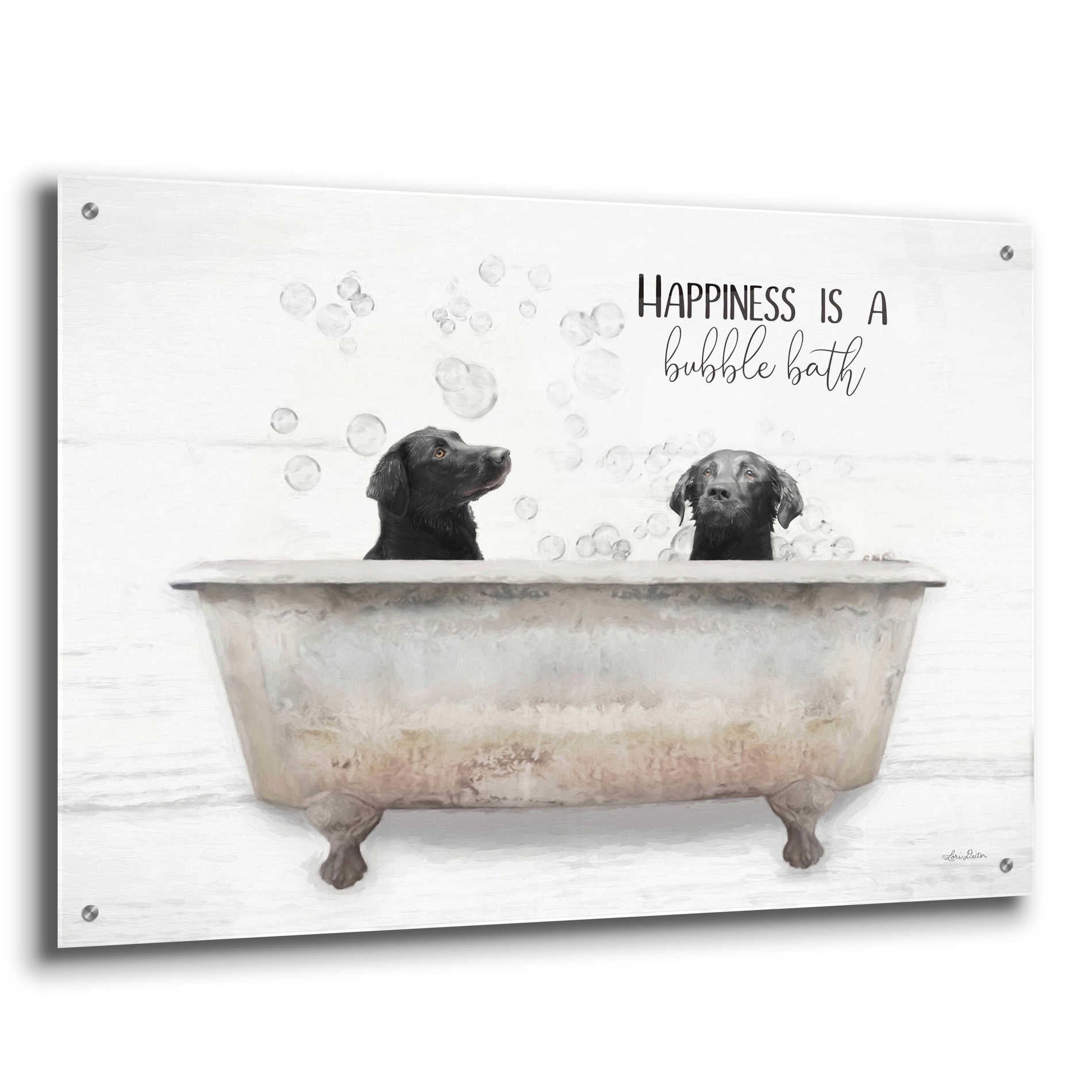 Epic Art 'Happiness is a Bubble Bath' by Lori Deiter Acrylic Glass Wall Art,36x24