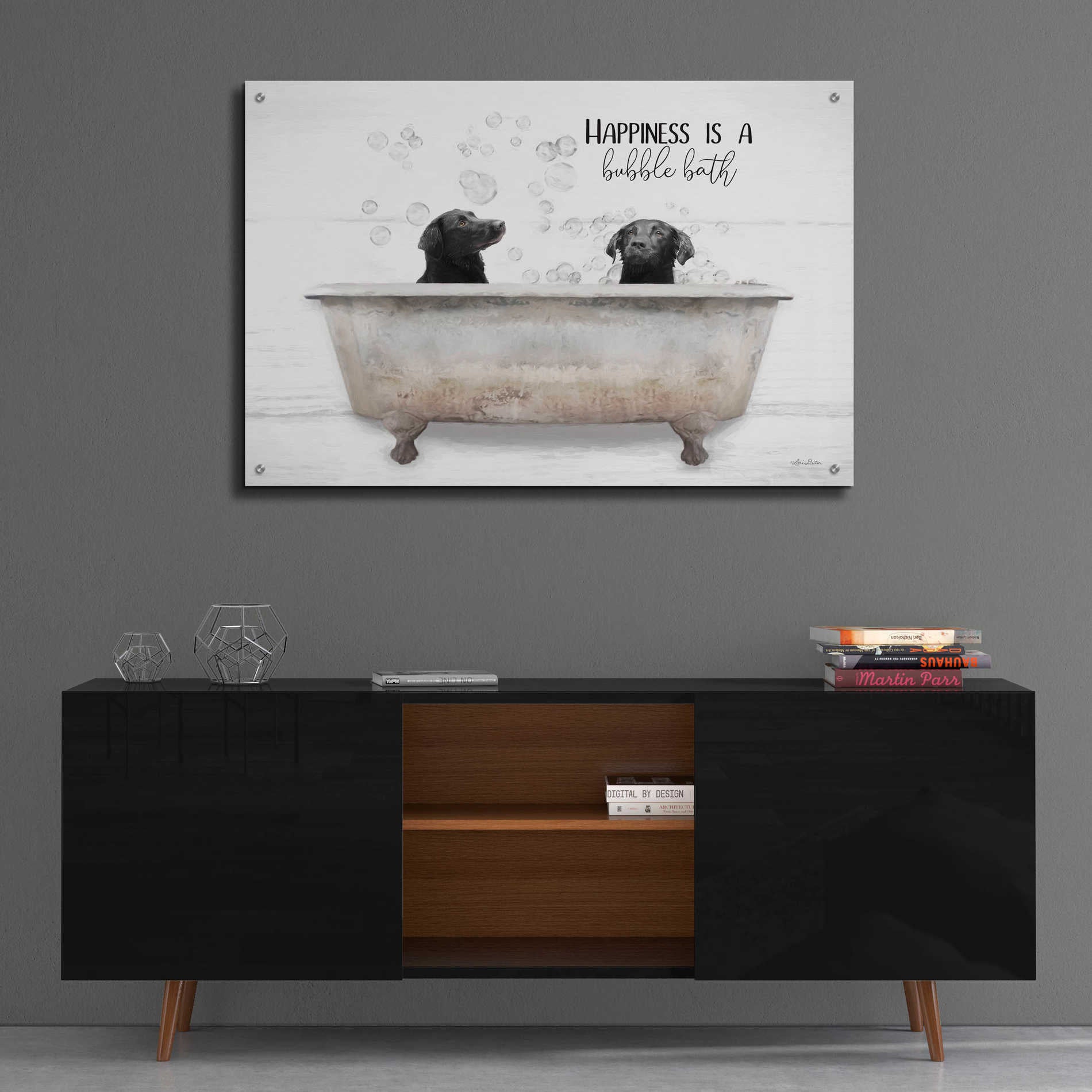 Epic Art 'Happiness is a Bubble Bath' by Lori Deiter Acrylic Glass Wall Art,36x24