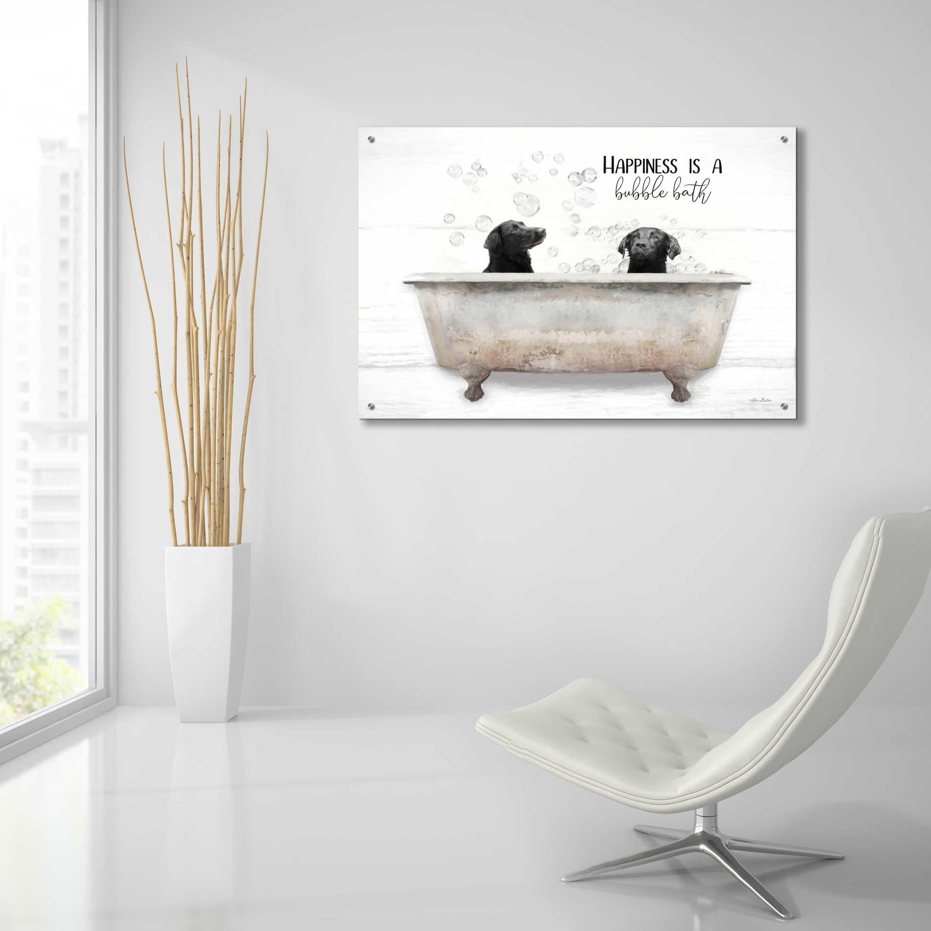 Epic Art 'Happiness is a Bubble Bath' by Lori Deiter Acrylic Glass Wall Art,36x24