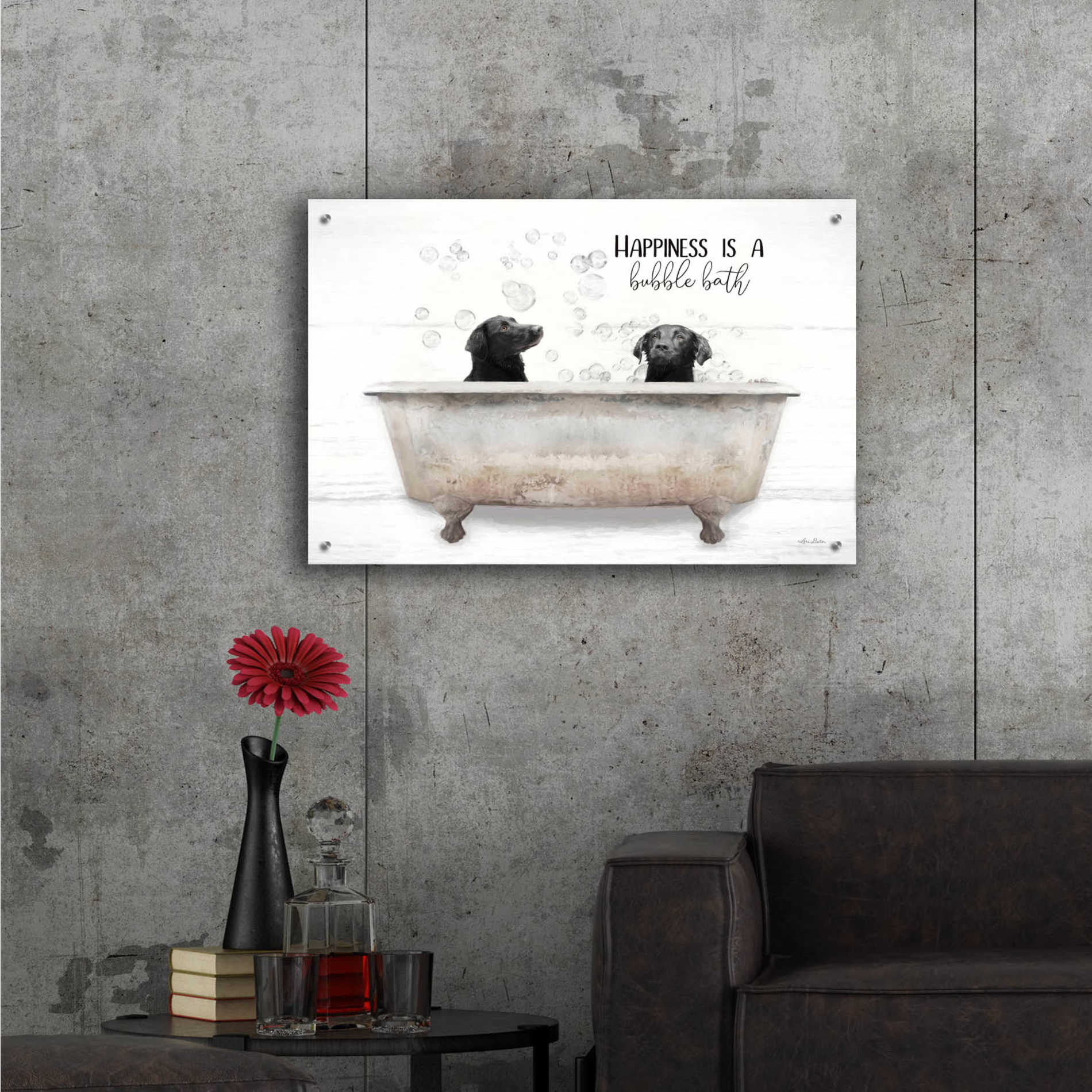 Epic Art 'Happiness is a Bubble Bath' by Lori Deiter Acrylic Glass Wall Art,36x24