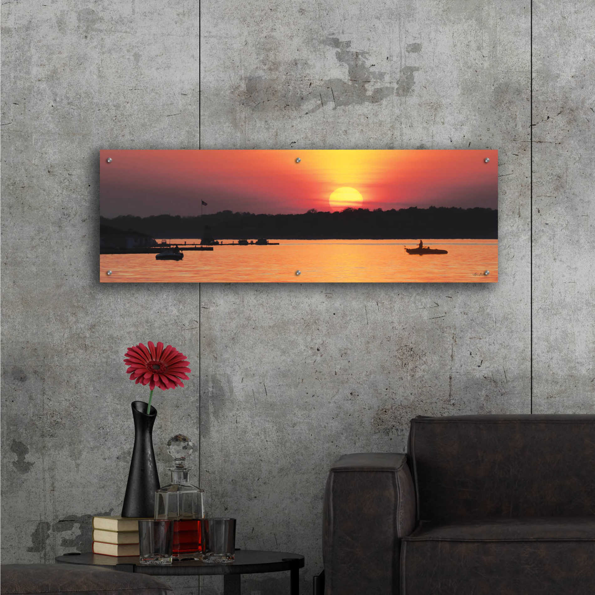 Epic Art 'River Sunset' by Lori Deiter Acrylic Glass Wall Art,48x16