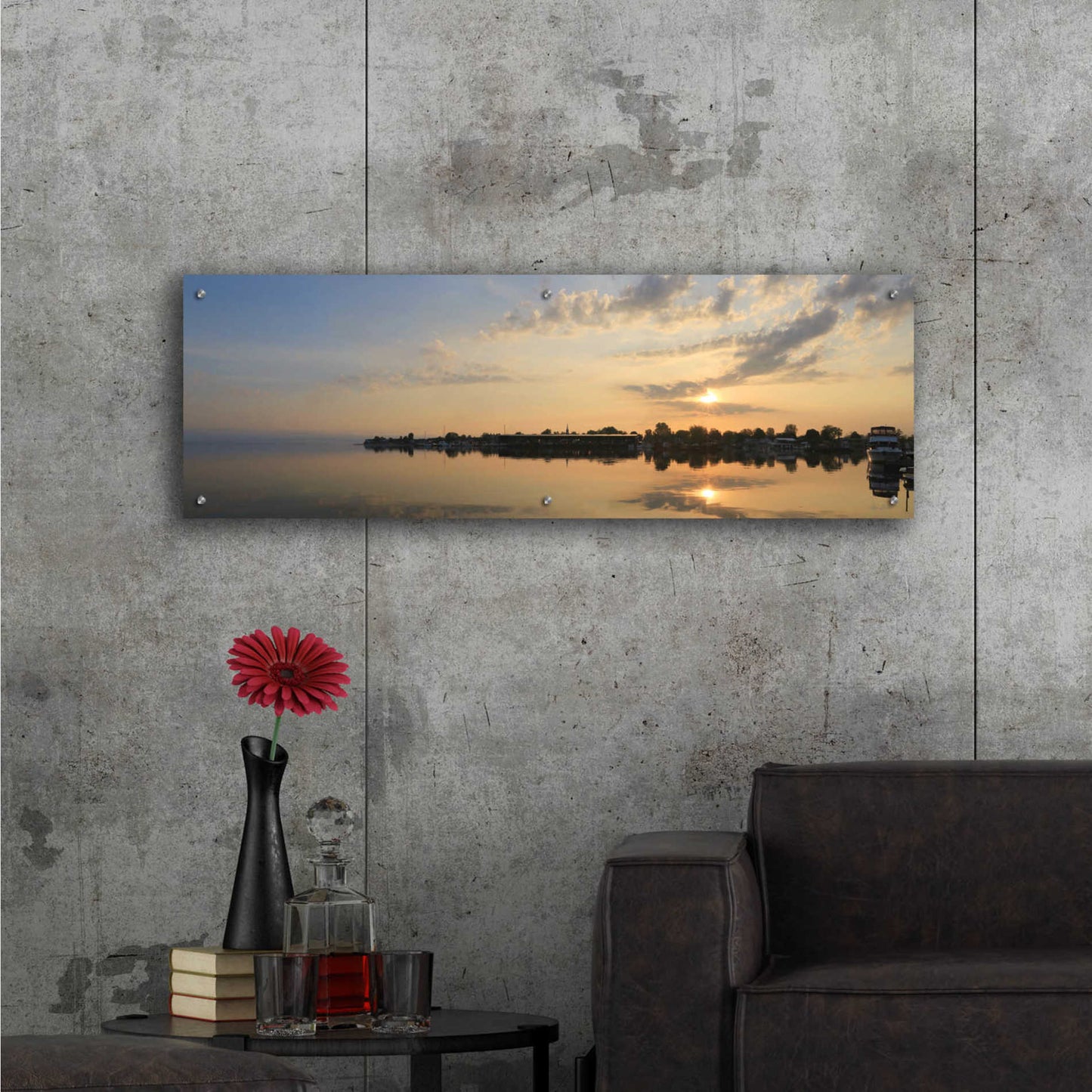 Epic Art 'French Bay Sunrise' by Lori Deiter Acrylic Glass Wall Art,48x16