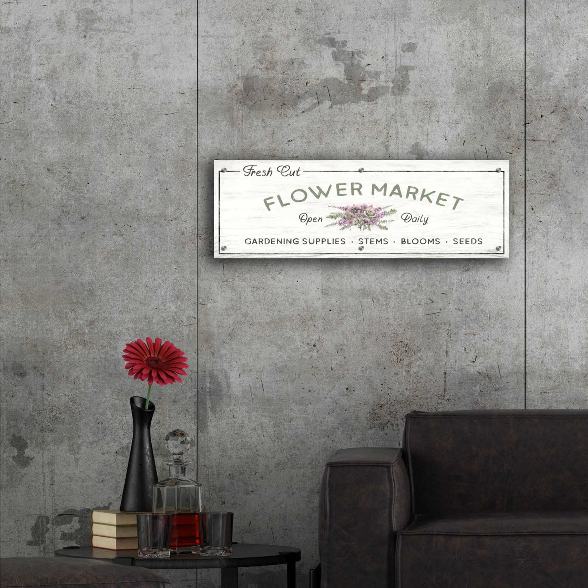 Epic Art 'Flower Market' by Lori Deiter Acrylic Glass Wall Art,36x12