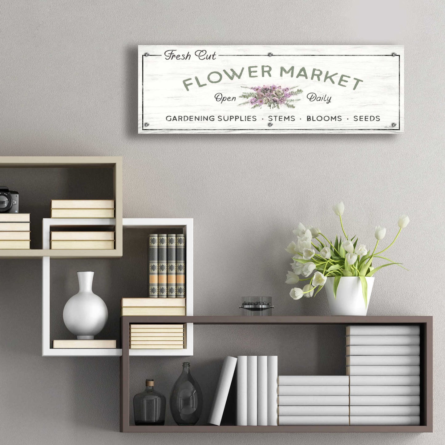 Epic Art 'Flower Market' by Lori Deiter Acrylic Glass Wall Art,36x12