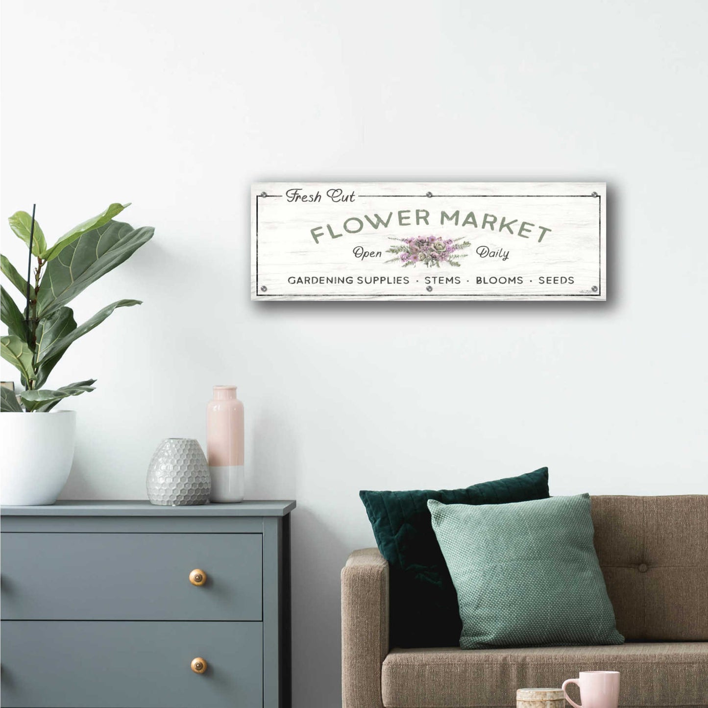 Epic Art 'Flower Market' by Lori Deiter Acrylic Glass Wall Art,36x12