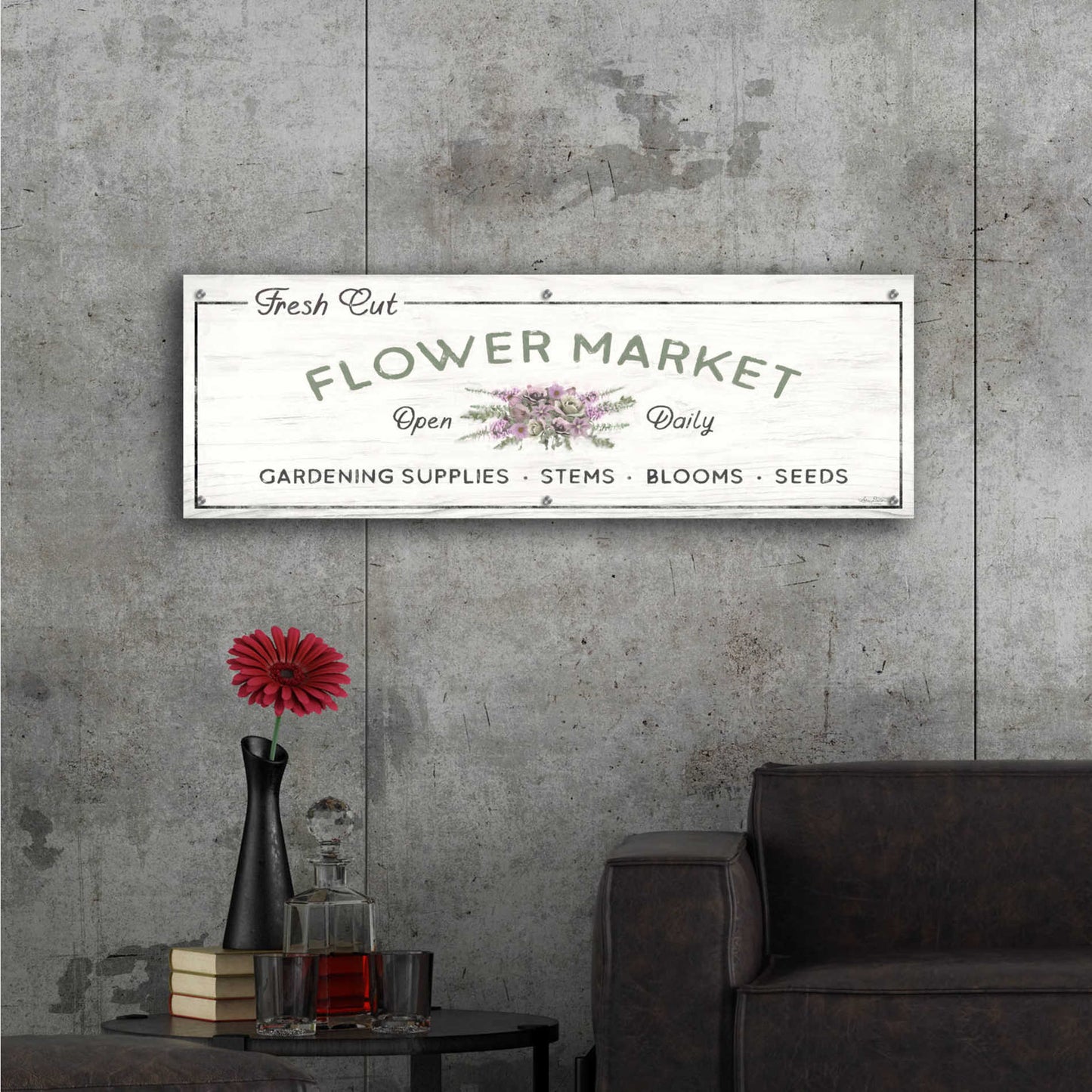 Epic Art 'Flower Market' by Lori Deiter Acrylic Glass Wall Art,48x16