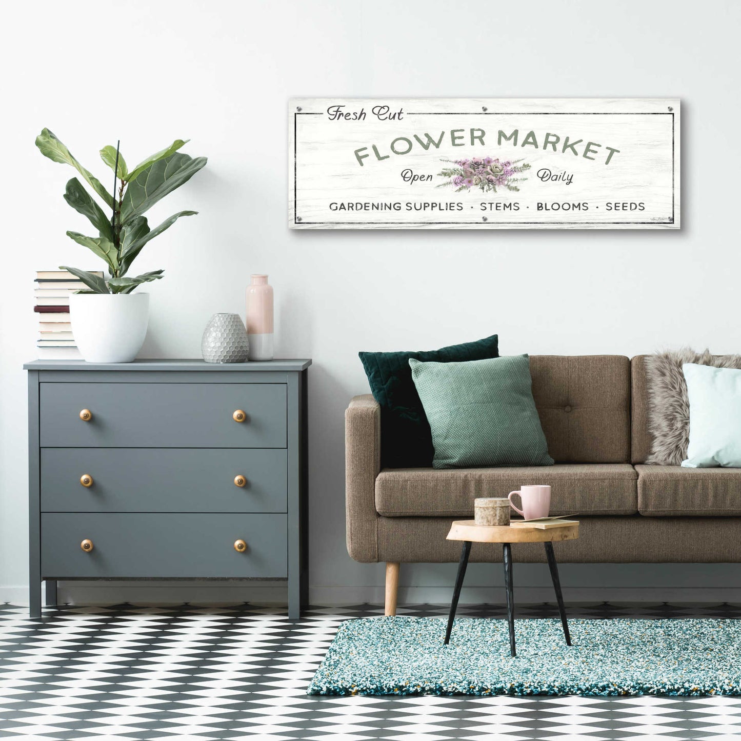 Epic Art 'Flower Market' by Lori Deiter Acrylic Glass Wall Art,48x16