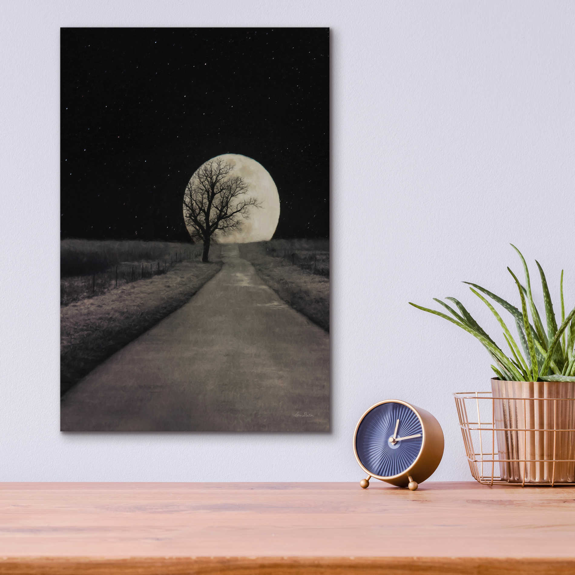 Epic Art 'Moonlit Country Road' by Lori Deiter Acrylic Glass Wall Art,12x16