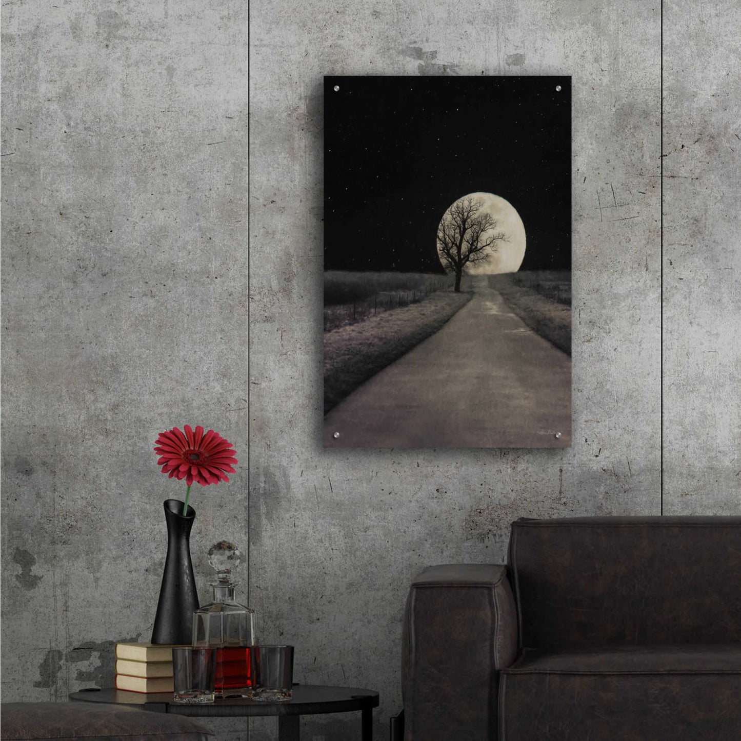 Epic Art 'Moonlit Country Road' by Lori Deiter Acrylic Glass Wall Art,24x36