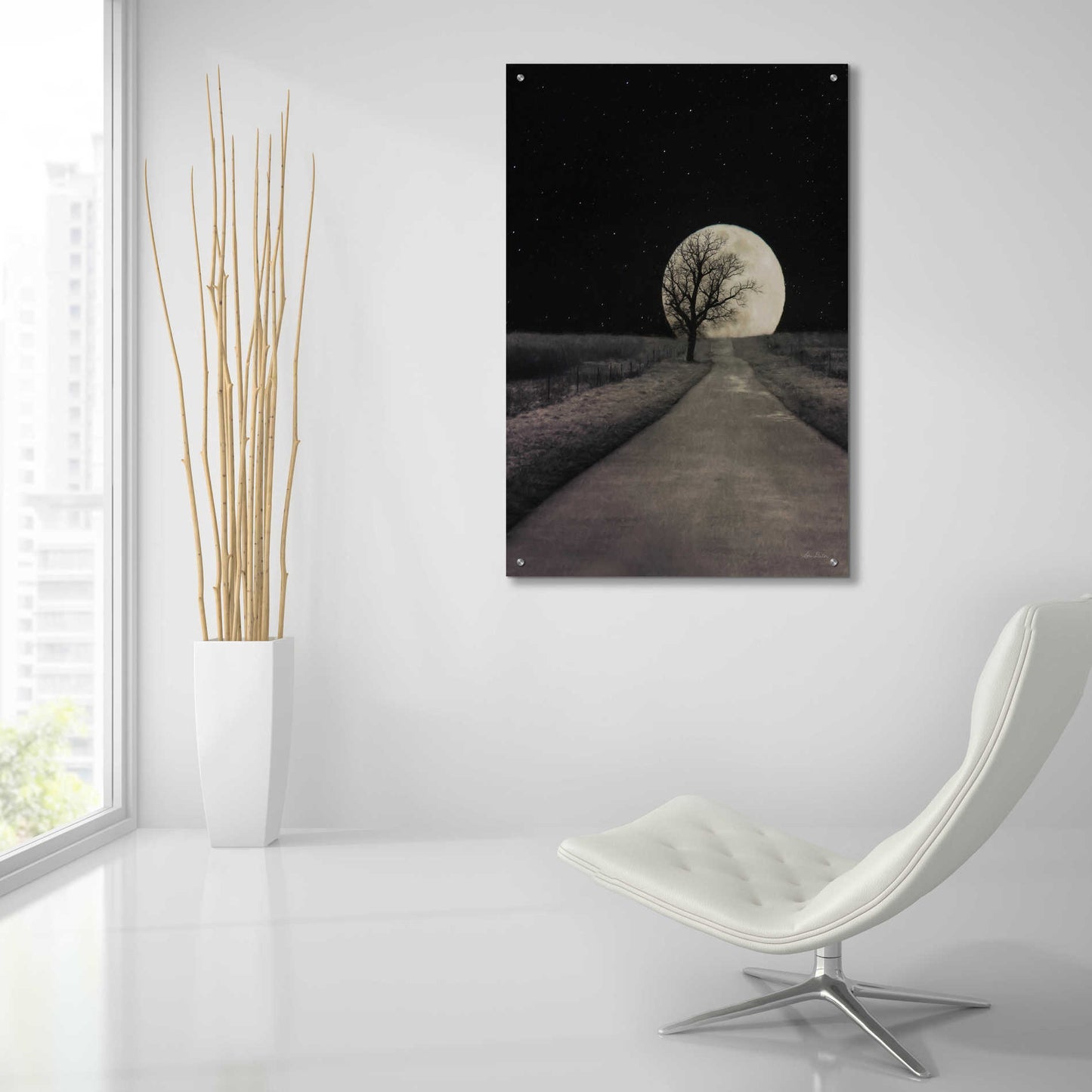 Epic Art 'Moonlit Country Road' by Lori Deiter Acrylic Glass Wall Art,24x36