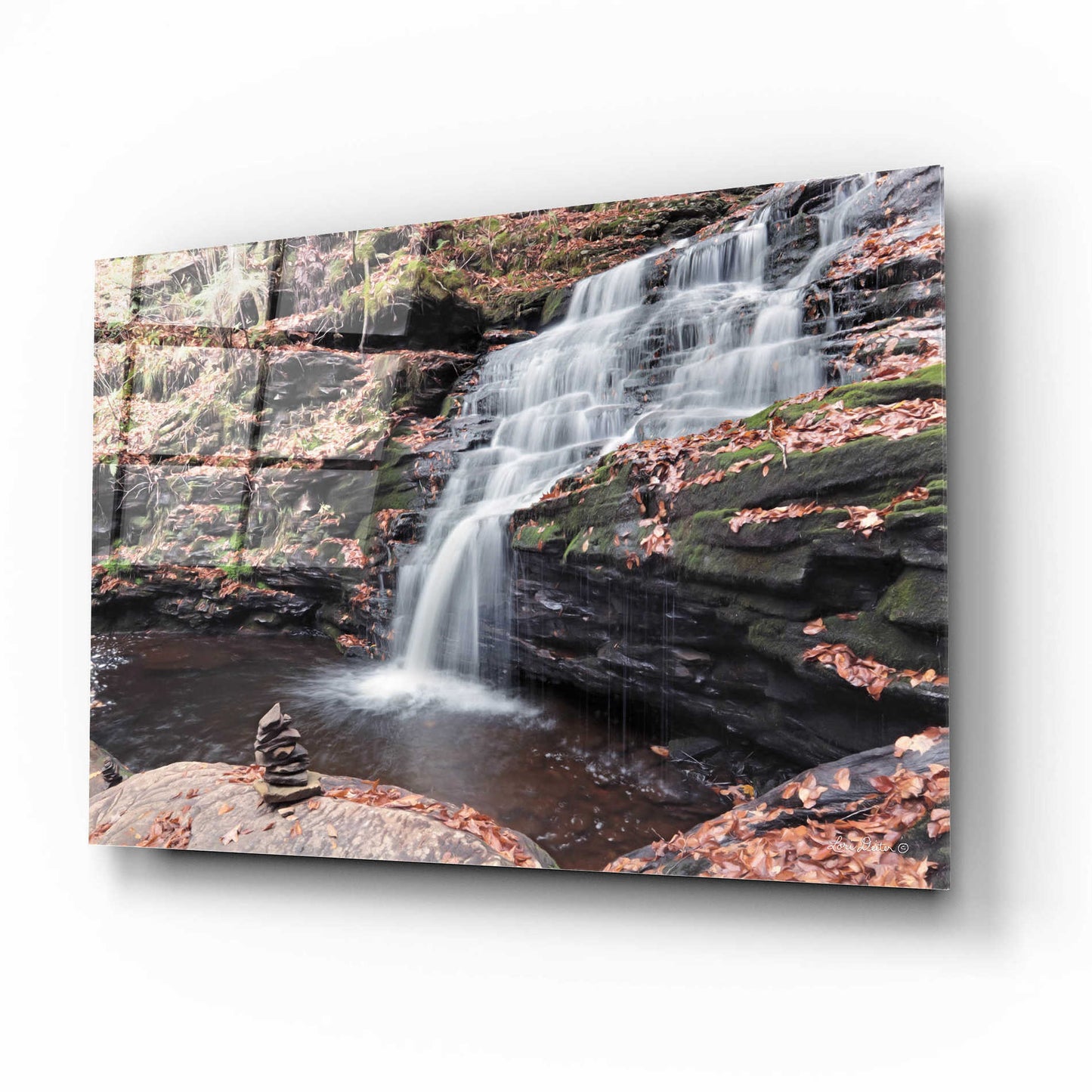 Epic Art 'Peaceful Day at Mohican Falls' by Lori Deiter Acrylic Glass Wall Art,16x12