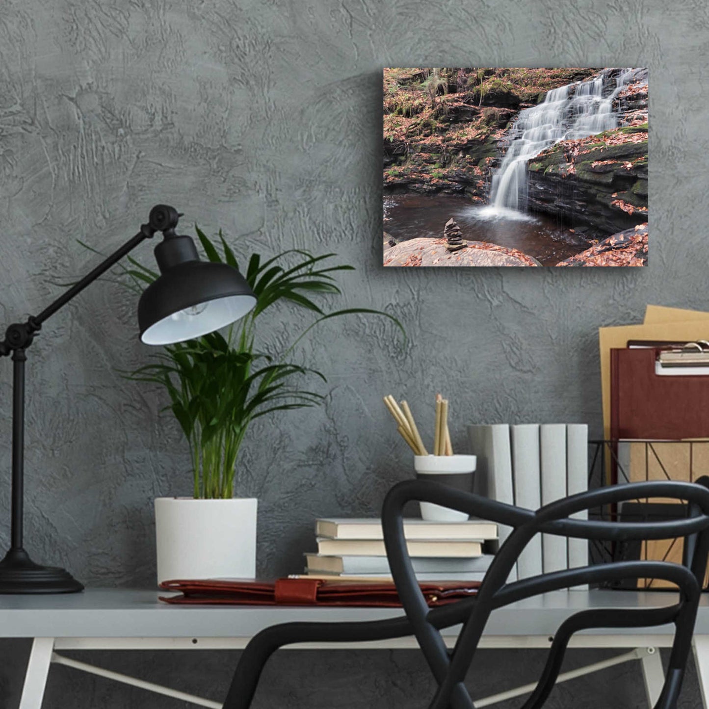 Epic Art 'Peaceful Day at Mohican Falls' by Lori Deiter Acrylic Glass Wall Art,16x12