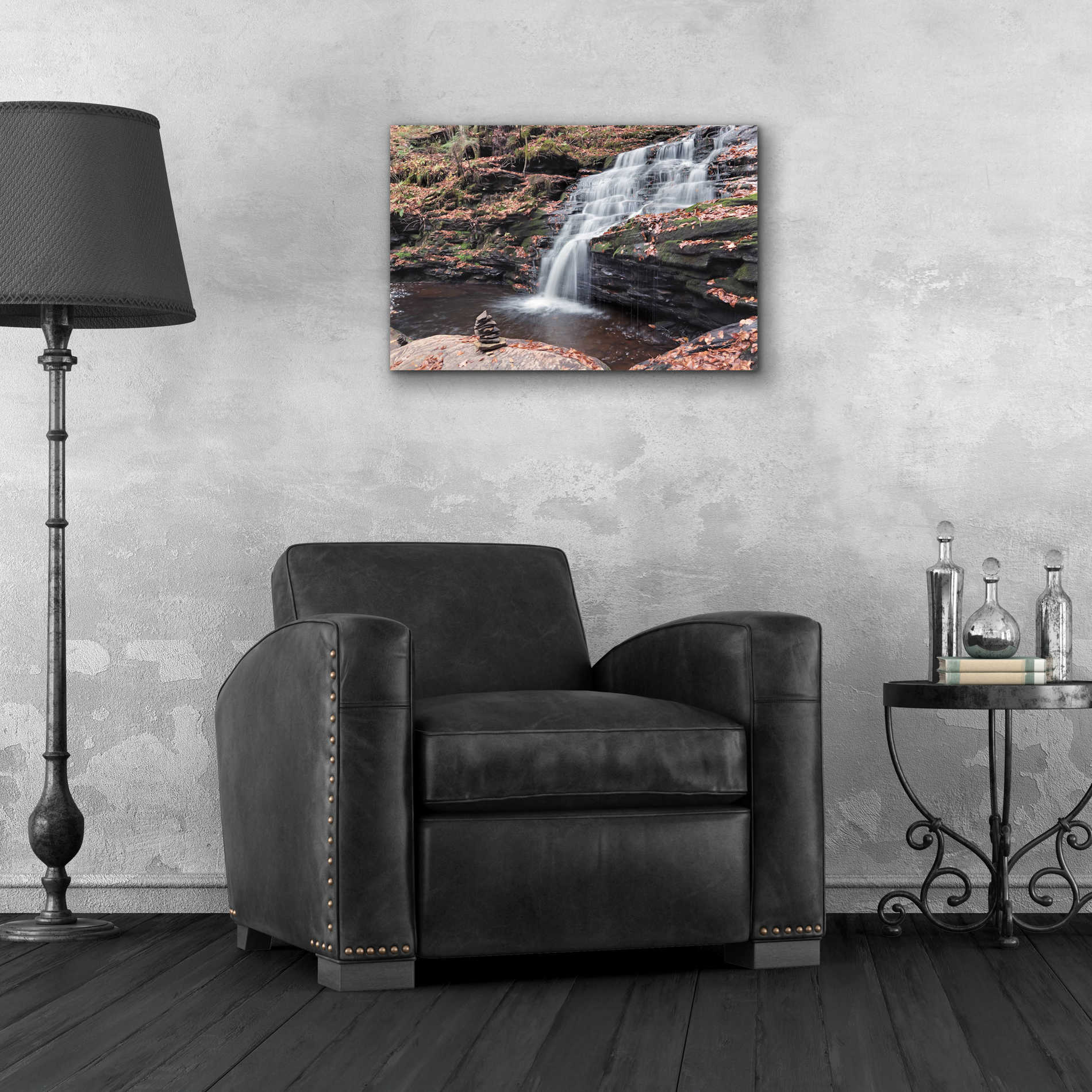 Epic Art 'Peaceful Day at Mohican Falls' by Lori Deiter Acrylic Glass Wall Art,24x16