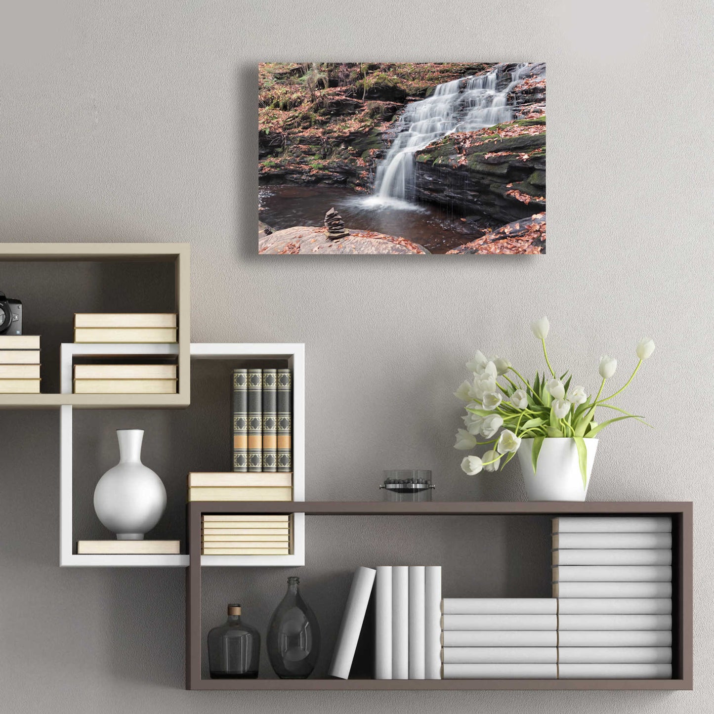 Epic Art 'Peaceful Day at Mohican Falls' by Lori Deiter Acrylic Glass Wall Art,24x16