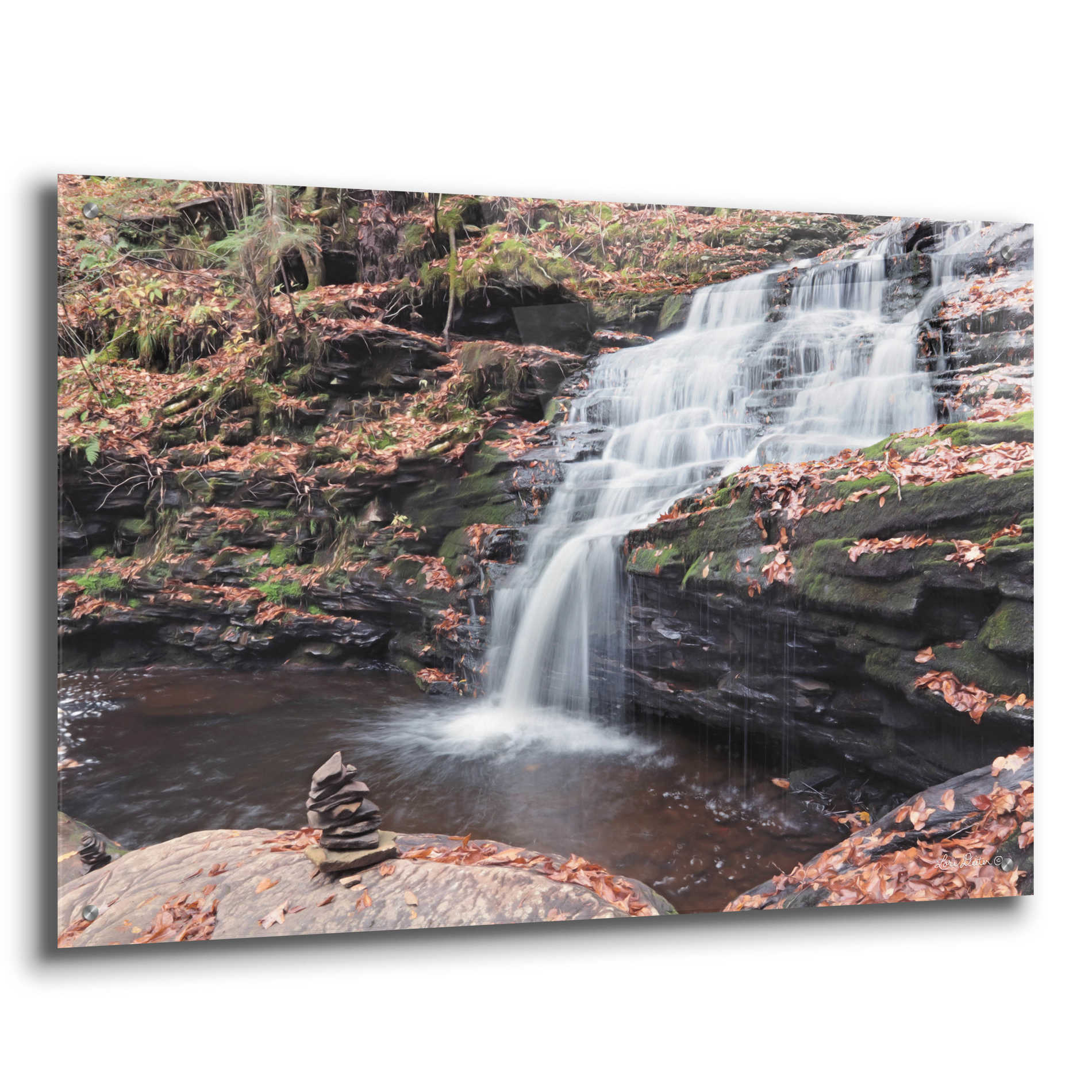 Epic Art 'Peaceful Day at Mohican Falls' by Lori Deiter Acrylic Glass Wall Art,36x24