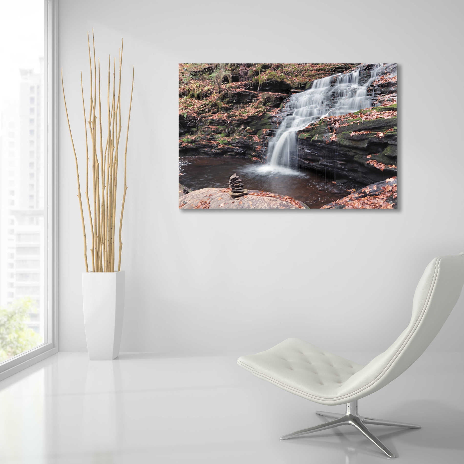 Epic Art 'Peaceful Day at Mohican Falls' by Lori Deiter Acrylic Glass Wall Art,36x24