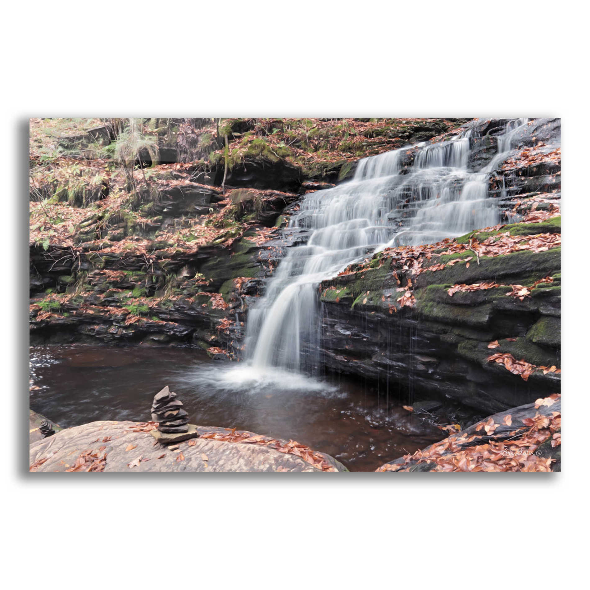 Epic Art 'Peaceful Day at Mohican Falls' by Lori Deiter Acrylic Glass Wall Art