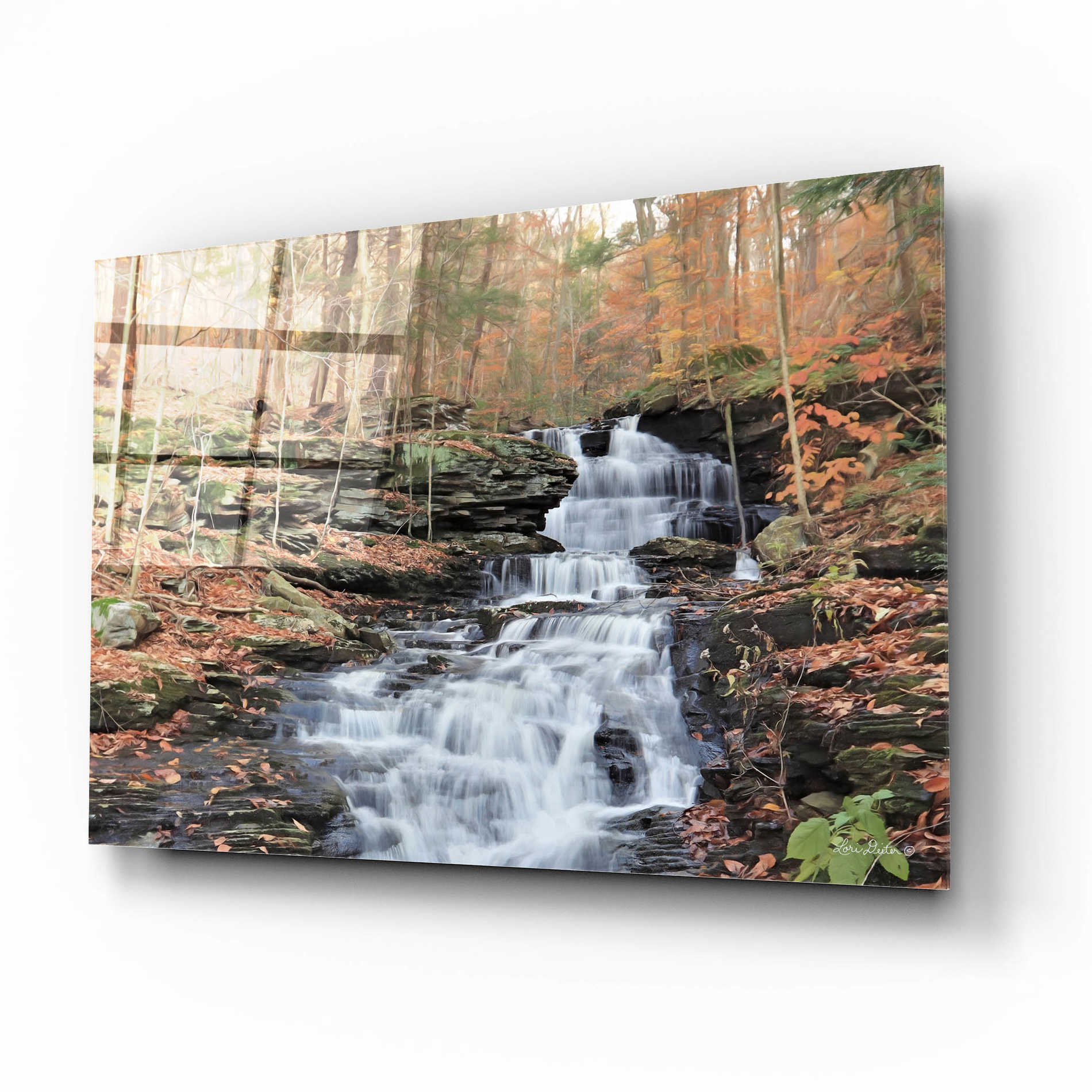 Epic Art 'Waterfall Steps at Pigeon Run' by Lori Deiter Acrylic Glass Wall Art,16x12