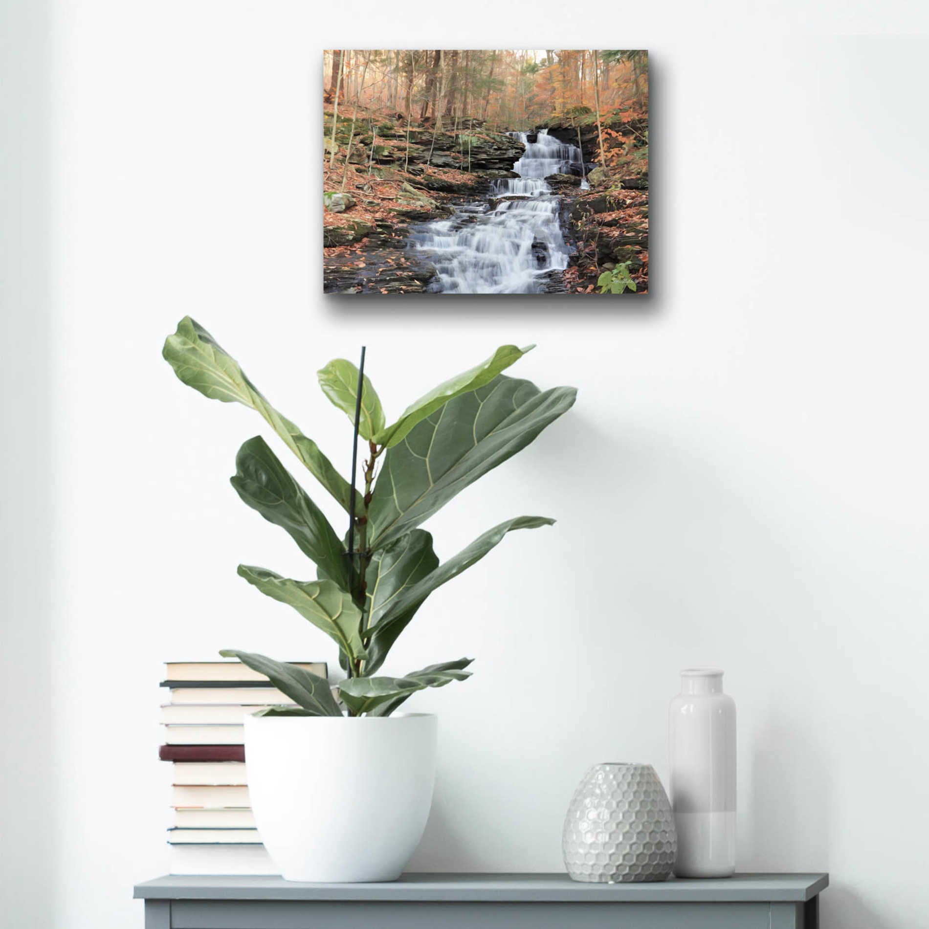 Epic Art 'Waterfall Steps at Pigeon Run' by Lori Deiter Acrylic Glass Wall Art,16x12