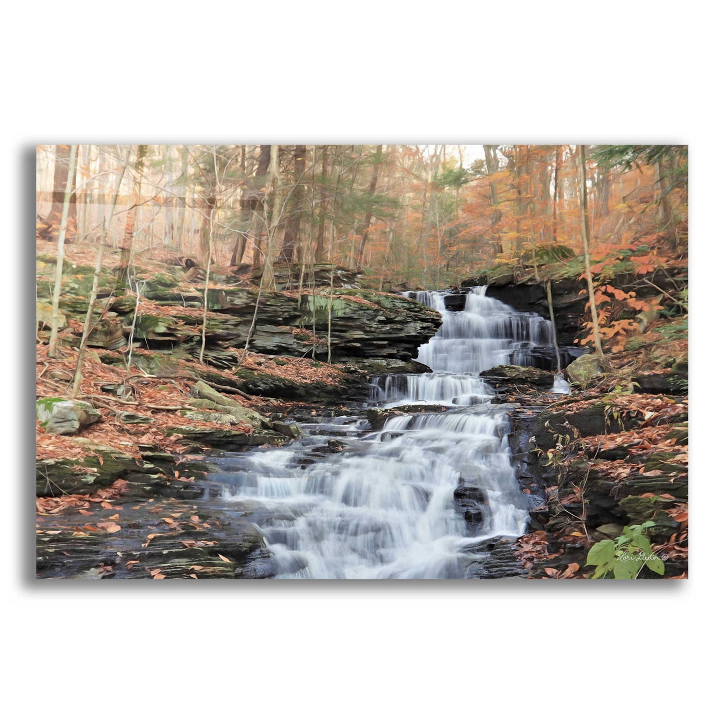 Epic Art 'Waterfall Steps at Pigeon Run' by Lori Deiter Acrylic Glass Wall Art,16x12